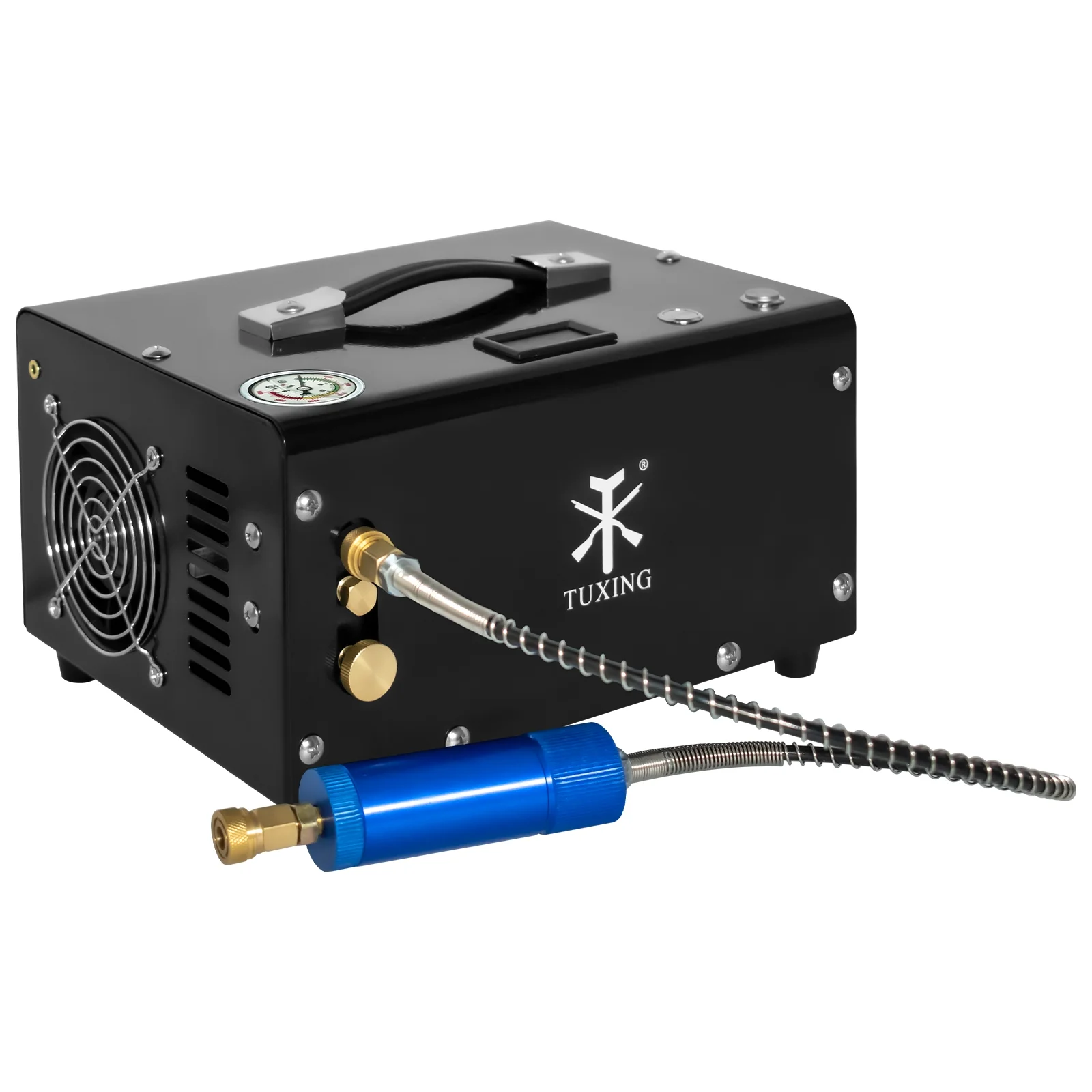 TUXING 4500Psi PCP Air Compressor,Oil/Water-Free,PCP Rifle/Pistol and Paintball Tank Air Pump, Powered by 12V Car DC or Home 110V AC with Power Converter and Built-in Water Oil Filter