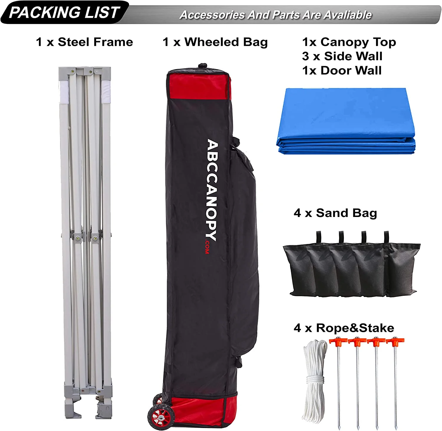 ABCCANOPY Ez Pop Up Canopy Tent with Sidewalls 10x10 Commercial -Series, Royal Blue 10X10 royal blue