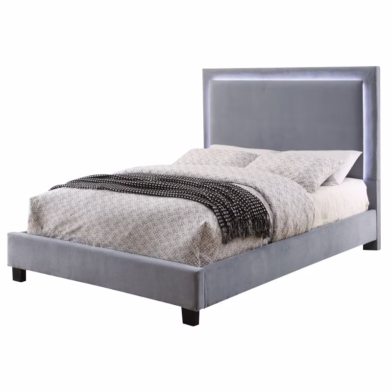 Bowery Hill Queen Platform LED Bed in Gray