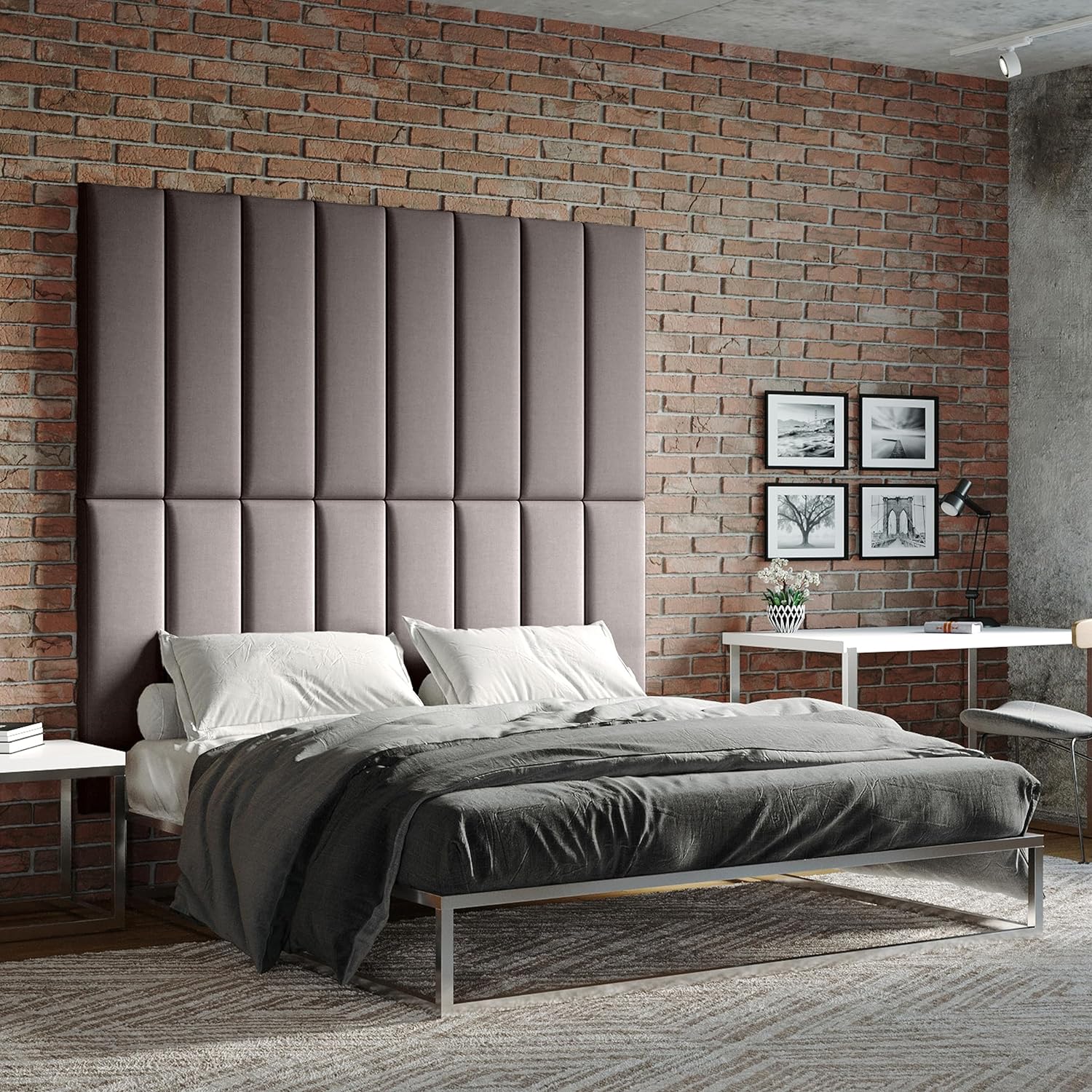 Panelist Modern Padded Headboard – Set Of 4 Wall Mounted Panels (Each 11.25