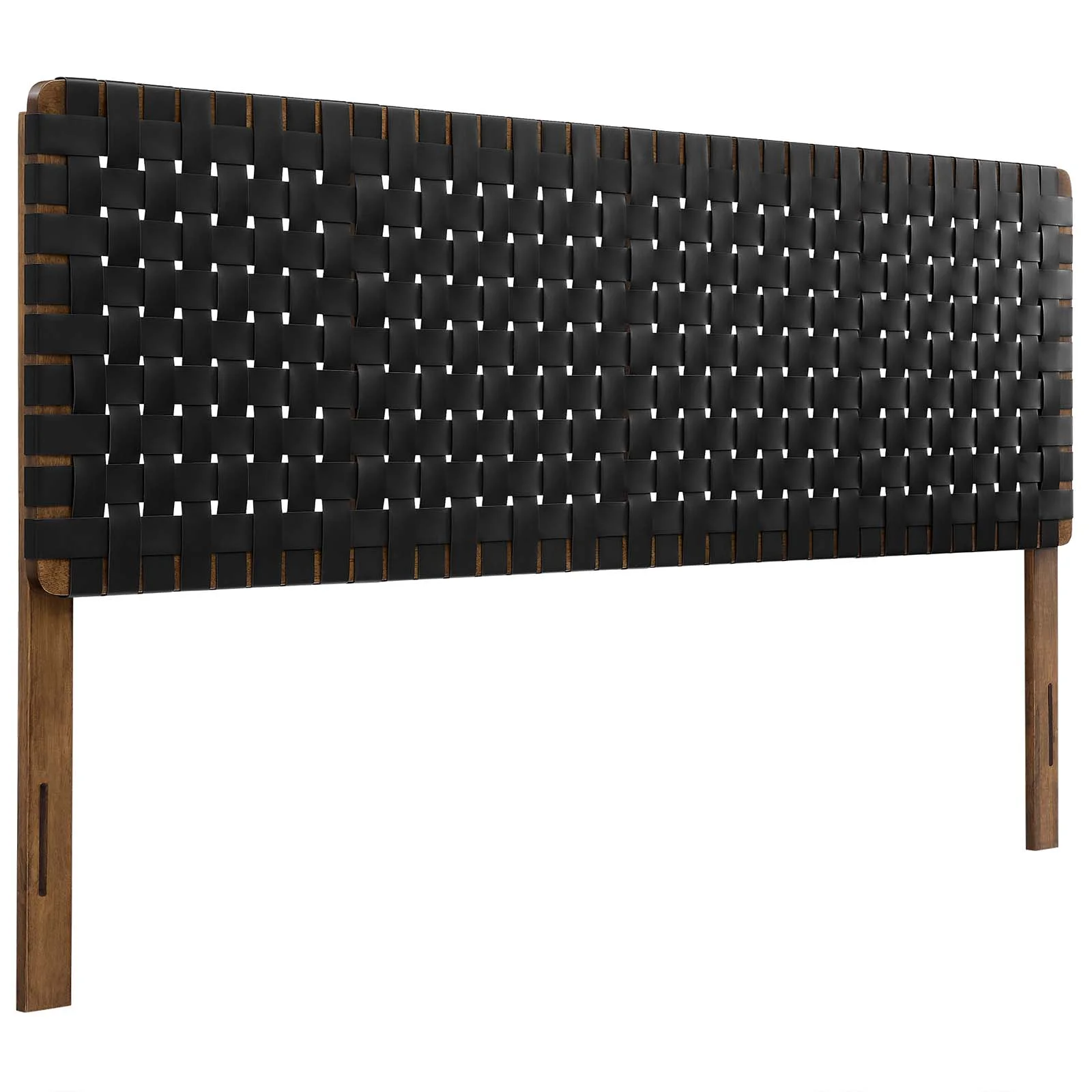 Modway Sparta Weave King Vegan Leather Headboard in Walnut Black