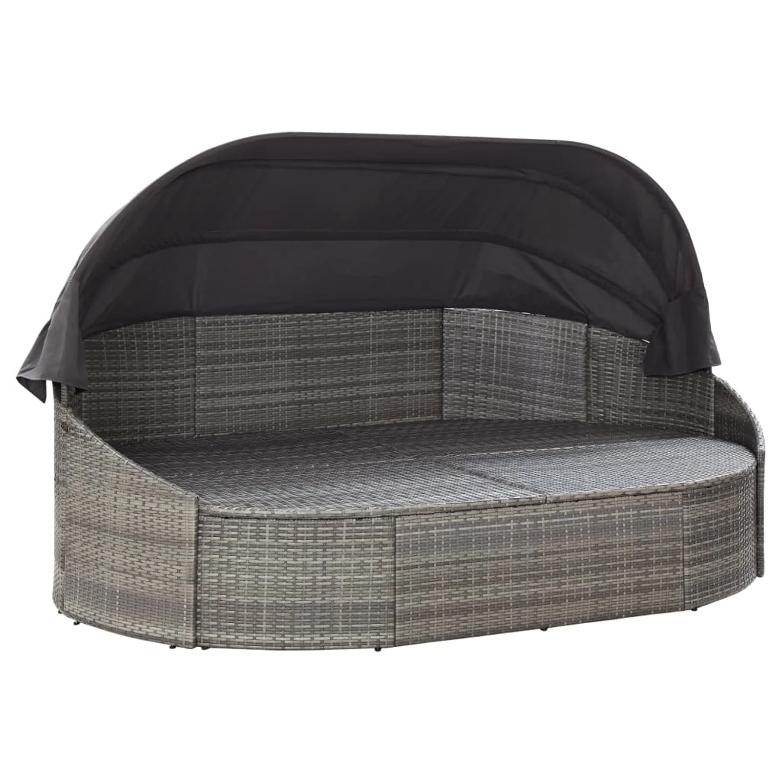moobody Patio Bed with Canopy Poly Rattan Gray