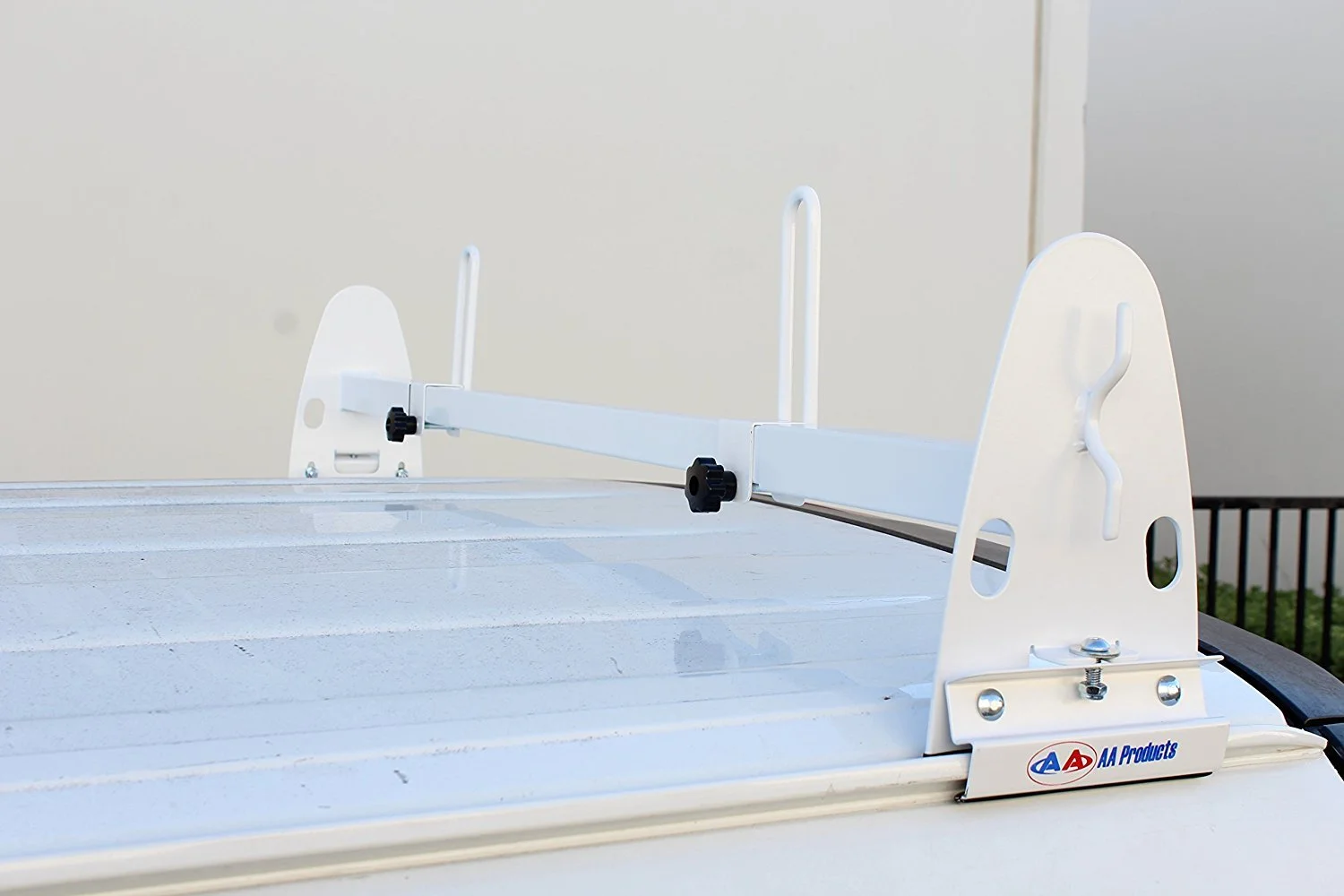 AA-Racks Steel Square Two (2) Bar Van Roof Rack With Ladder Stopper - Black (X27-BLK)