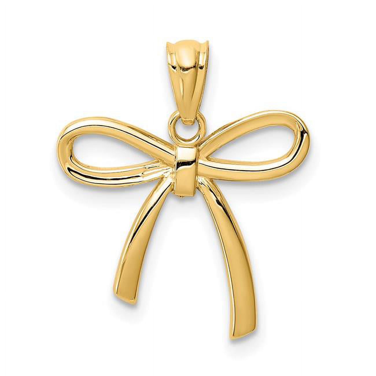 Finest Gold 14K Yellow Gold Polished Small Ribbon Bow Pendant