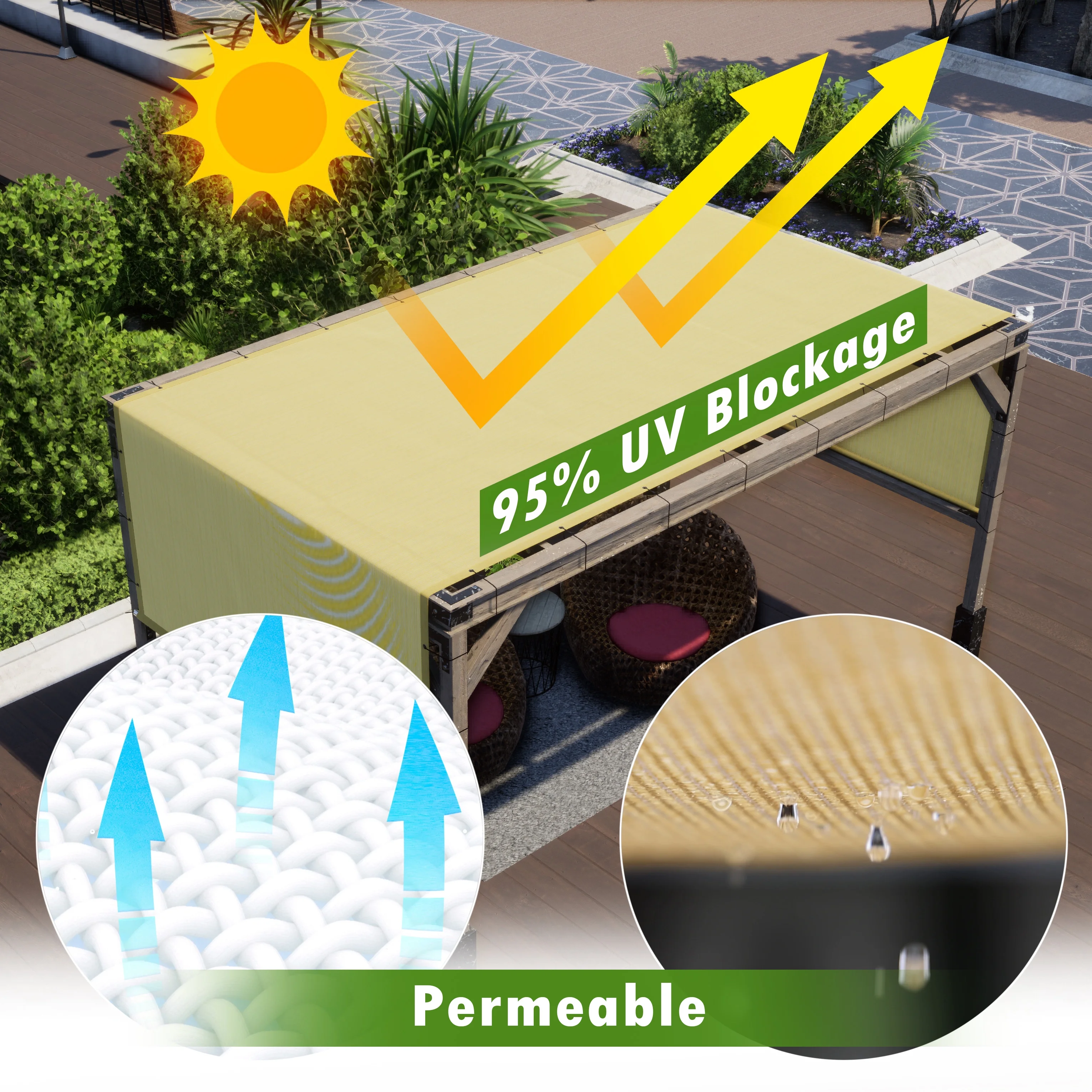 ColourTree 5' W x 9' L Red Pergola Sun Shade Canopy Replacement Cover, Commercial Grade 260 GSM Cloth for Outdoor Patio, Includes Stainless Steel Weighted Rods (We Make Custom Size)