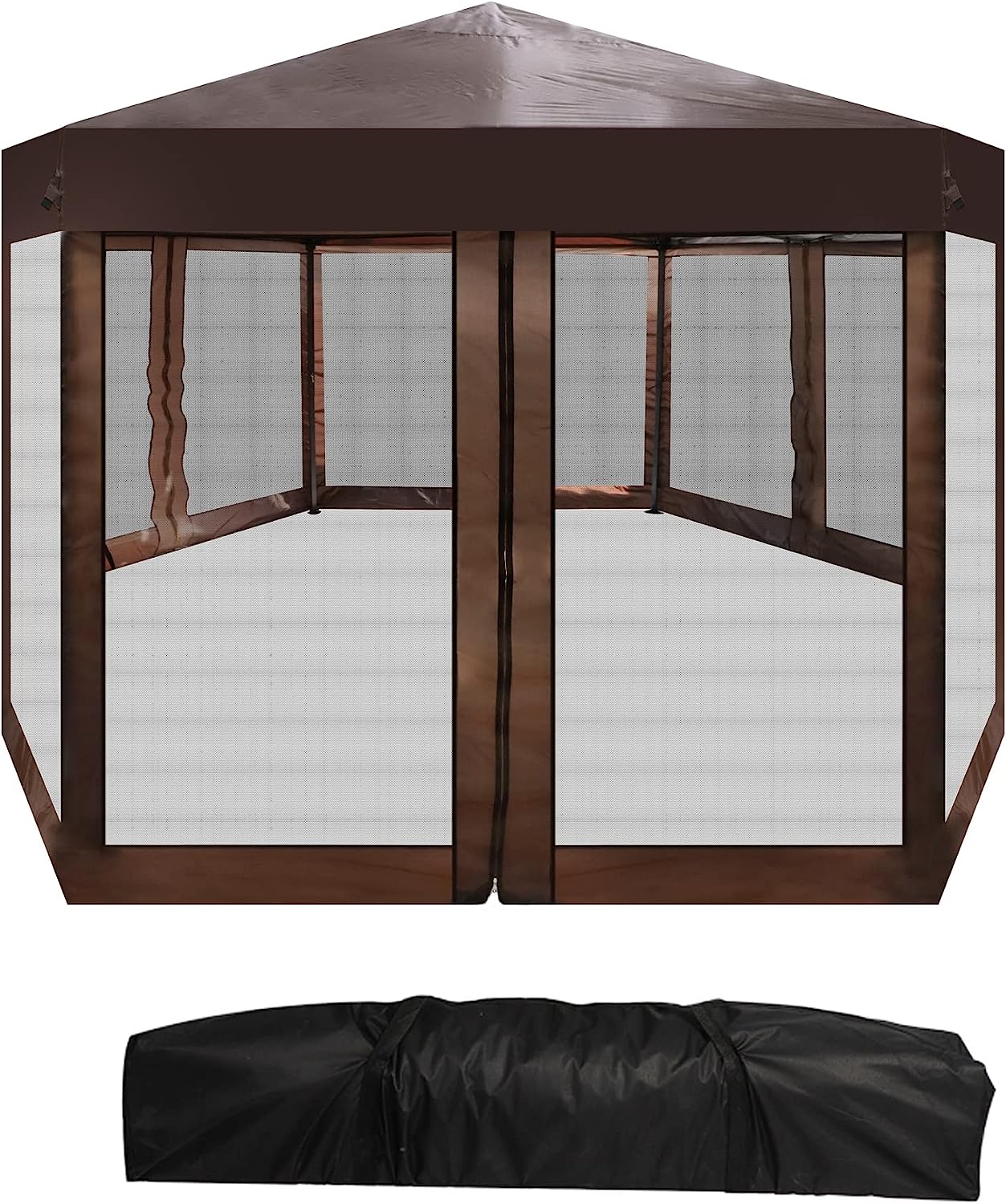 10'X 10'Pop Up Gazebo with Mosquito Netting Outdoor Hexagonal Pop Up Tent Backyard Tent Canopy with Net, Garden, Outdoor Canopy for Patio with Storage Bag