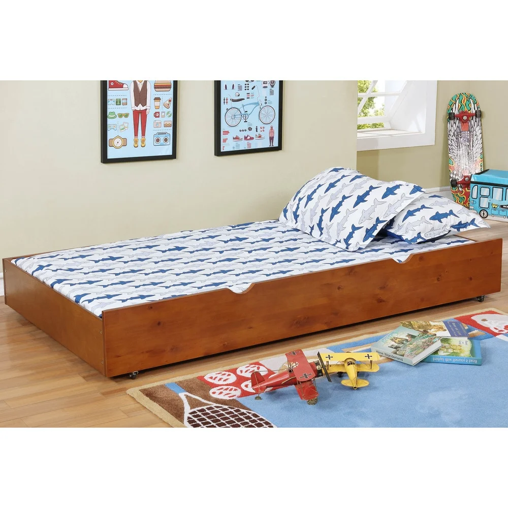 Furniture of America Bays Transitional Twin Wood Underbed Trundle with Casters by  Cherry Cherry Finish, Wood Finish