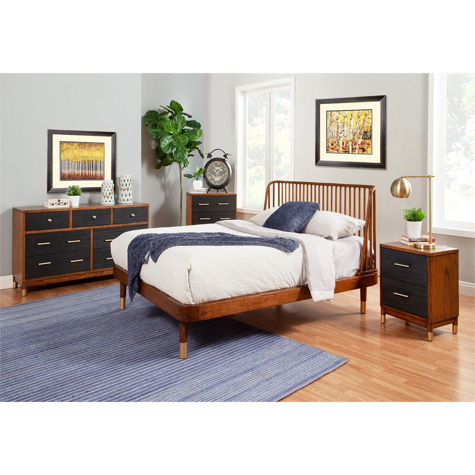 Home Square 3-Piece Set with 7 Drawer Dresser & 2 Nightstands in Dark Walnut