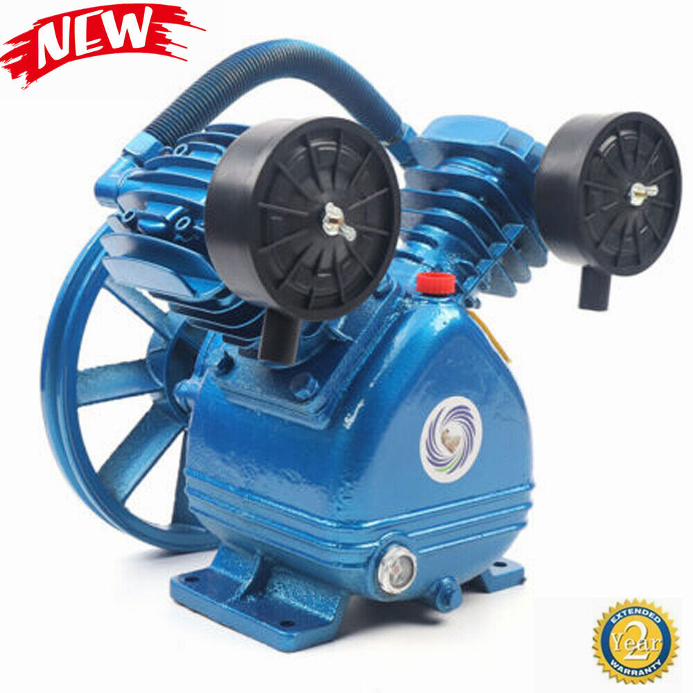 2HP 8Bar 2 Piston V-Style Twin Cylinder Air Compressor Pump Motor Head Air Tool