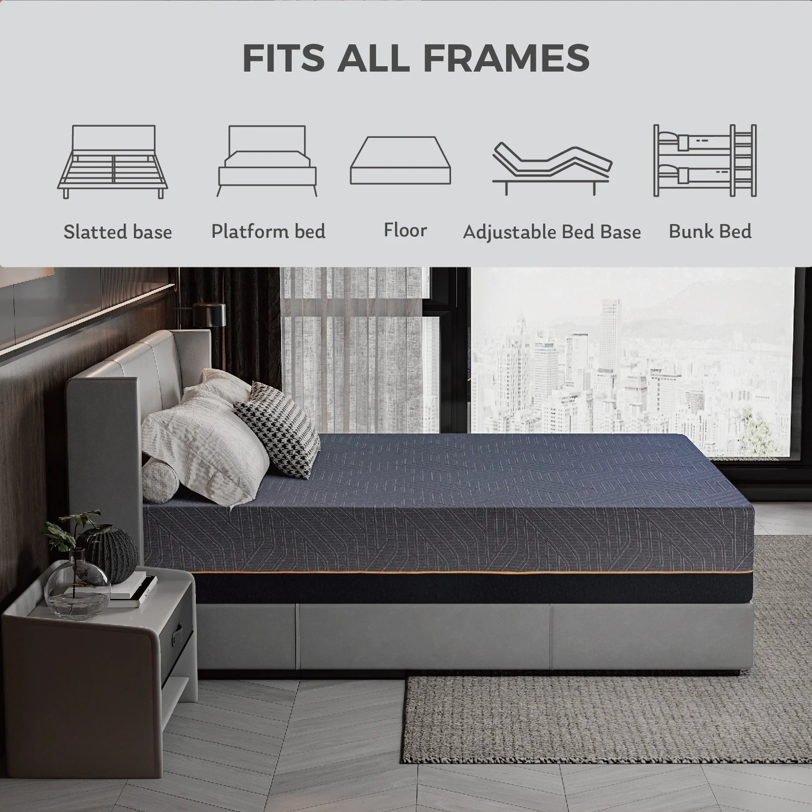 MLILY Ego Black 14 inch Twin  Mattress in a Box, Gel Memory Foam Mattress, Medium