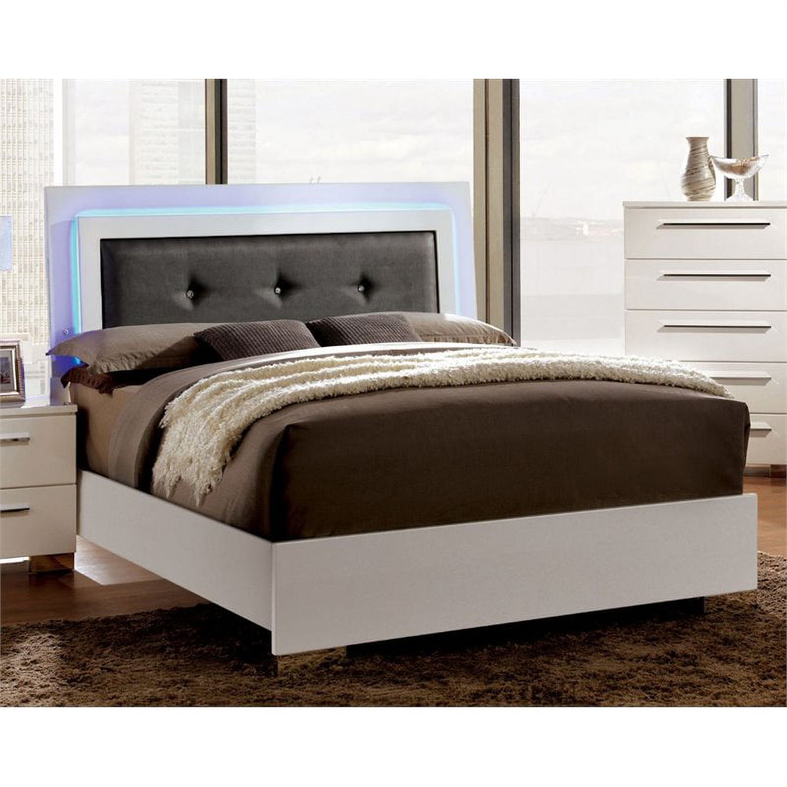 FOA Rayland 2pc Glossy White Wood Bedroom Set - Full + Nightstand
