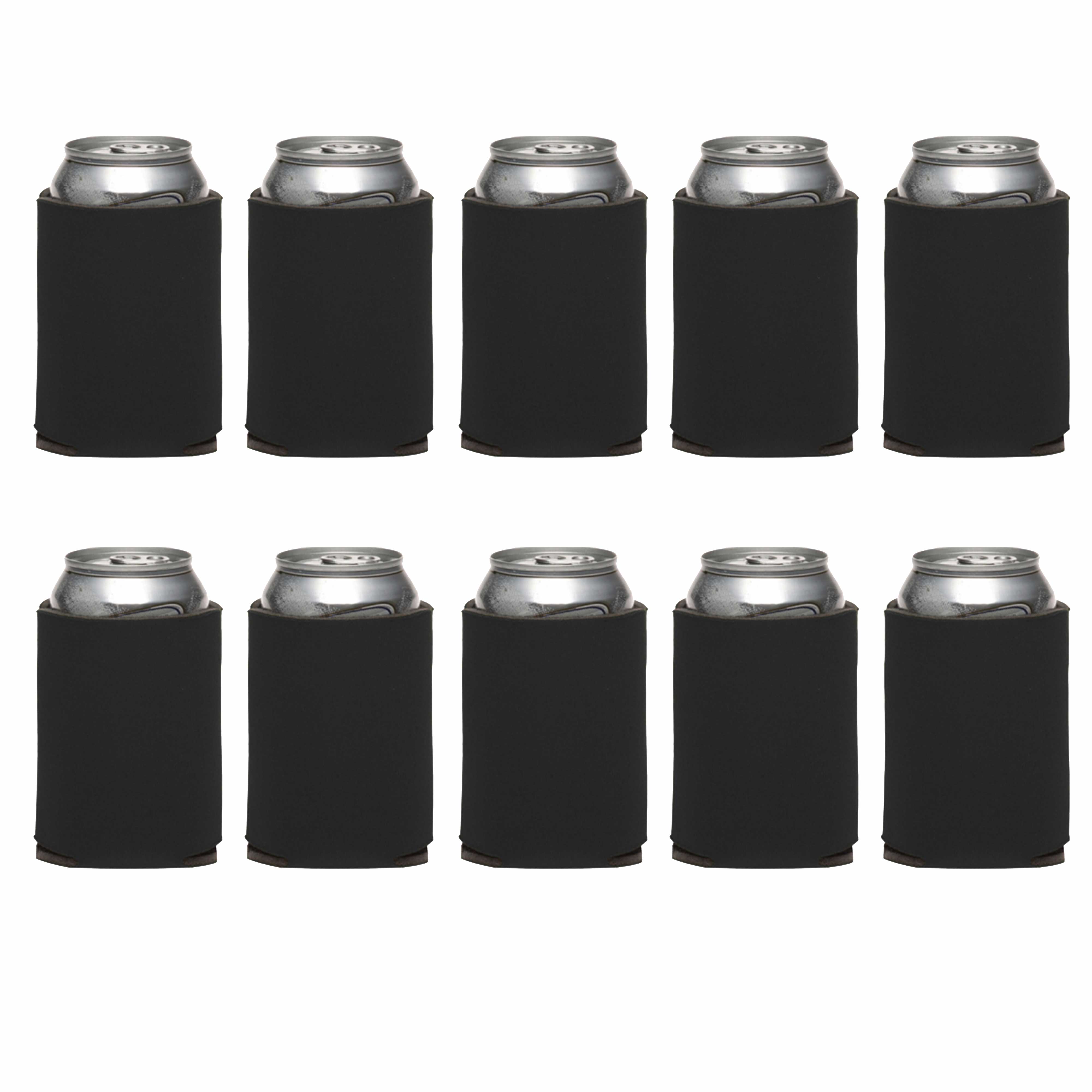 Three Hearts Collapsible Wedding Can Coolers Set of 10, Bulk Pack - Great for Beer, Soda, Other Beverages - Black