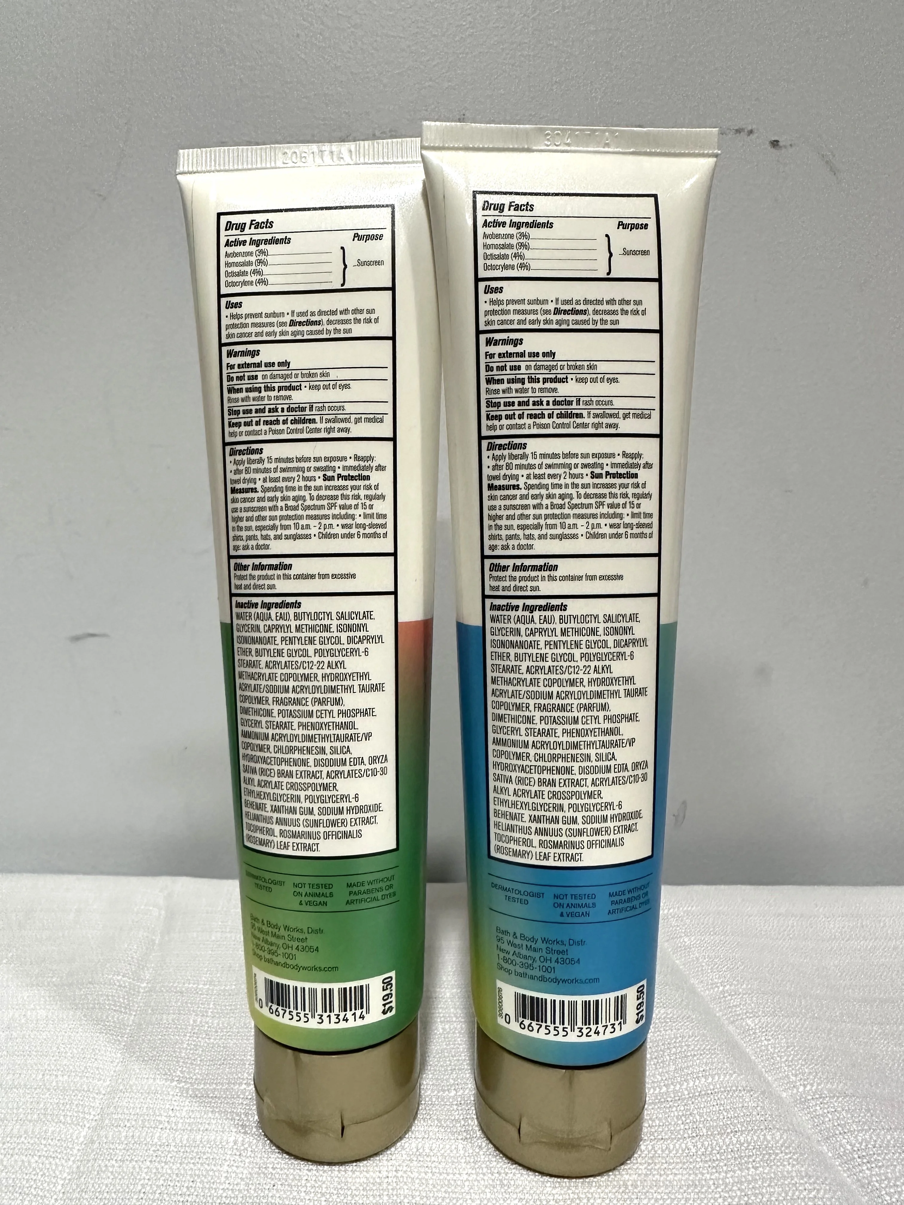 Bath & Body Works Waikiki Beach Coconut and At The Beach Broad Spectrum SPF 20 Water Resistant Sunscreen Lotions Lot of 2