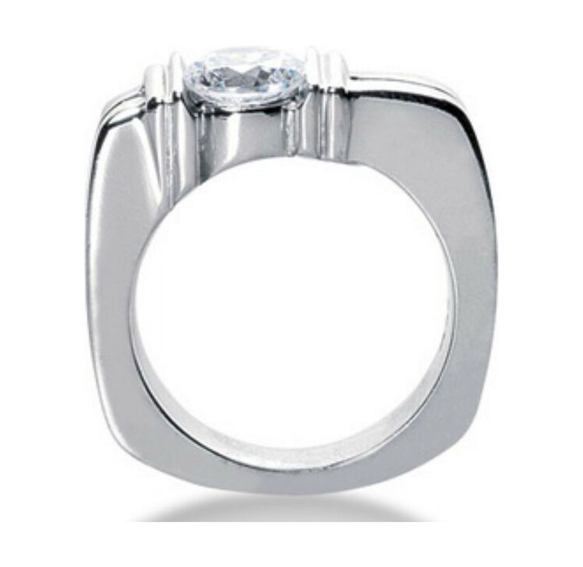 Gaspara 1.5 ct Round Moissanite Gemstone Men's Sterling Silver Solitaire Wedding Engagement Ring