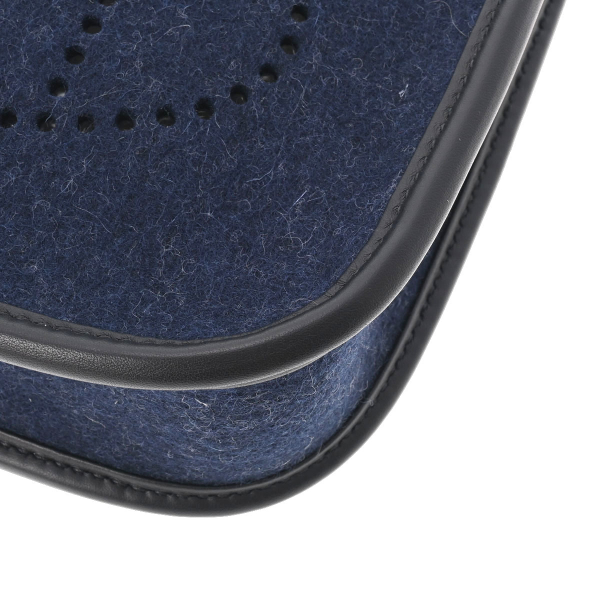 Pre-Owned HERMES Hermes Evelyn TPM Navy Palladium Metal Fitting Y Engraved (around 2020) Women's Felt Shoulder Bag (Like New)