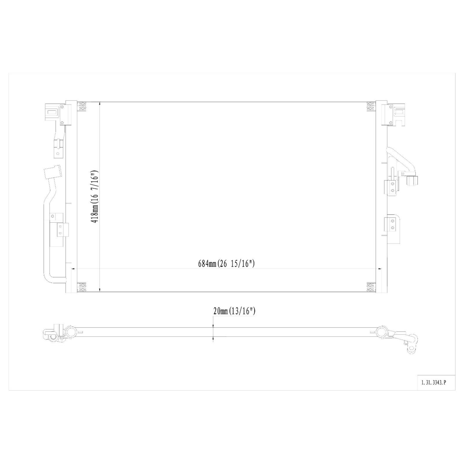 Geelife All Aluminum Condenser 1 Row For 2004-2007 Saturn Vue 3.5L V6