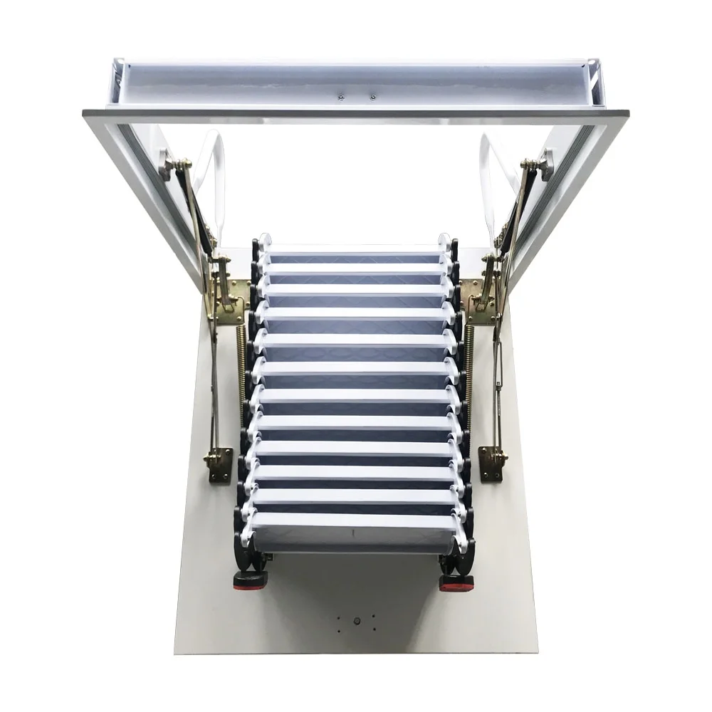 Techtongda Heavy Duty Steel Metal Loft Wall Ladder Stairs Attic Folding Ladder Carbon Steel at Black-White 27.6 x 47.2inch