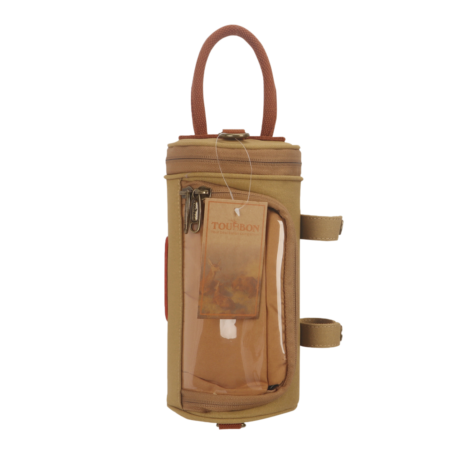 TOURBON Waxed Canvas Retro Bike Canvas Handlebar Bag Bicycle Cycling Case Up to 6.8'' Phone Pouch Holder