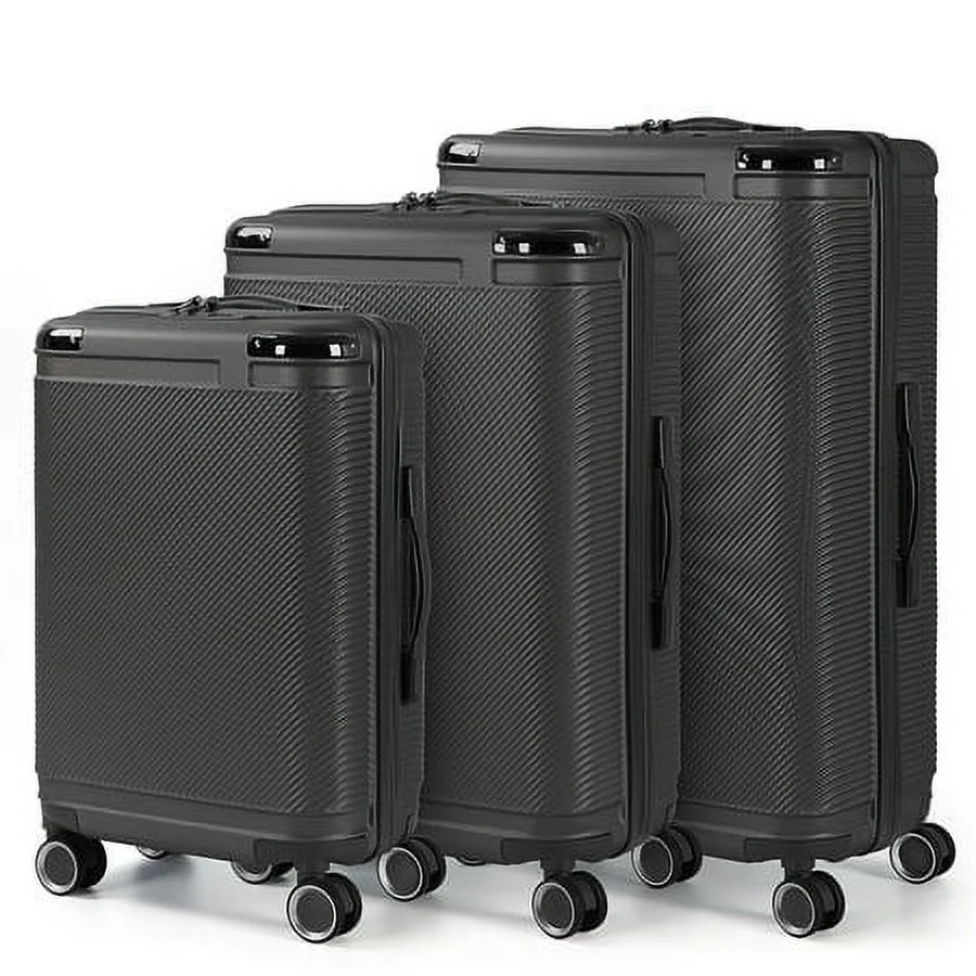 3-Piece Dark Gray Luggage Set Hardshell Suitcase Spinner Suitcase Wheeled Telescopic Handle Tsa Locks