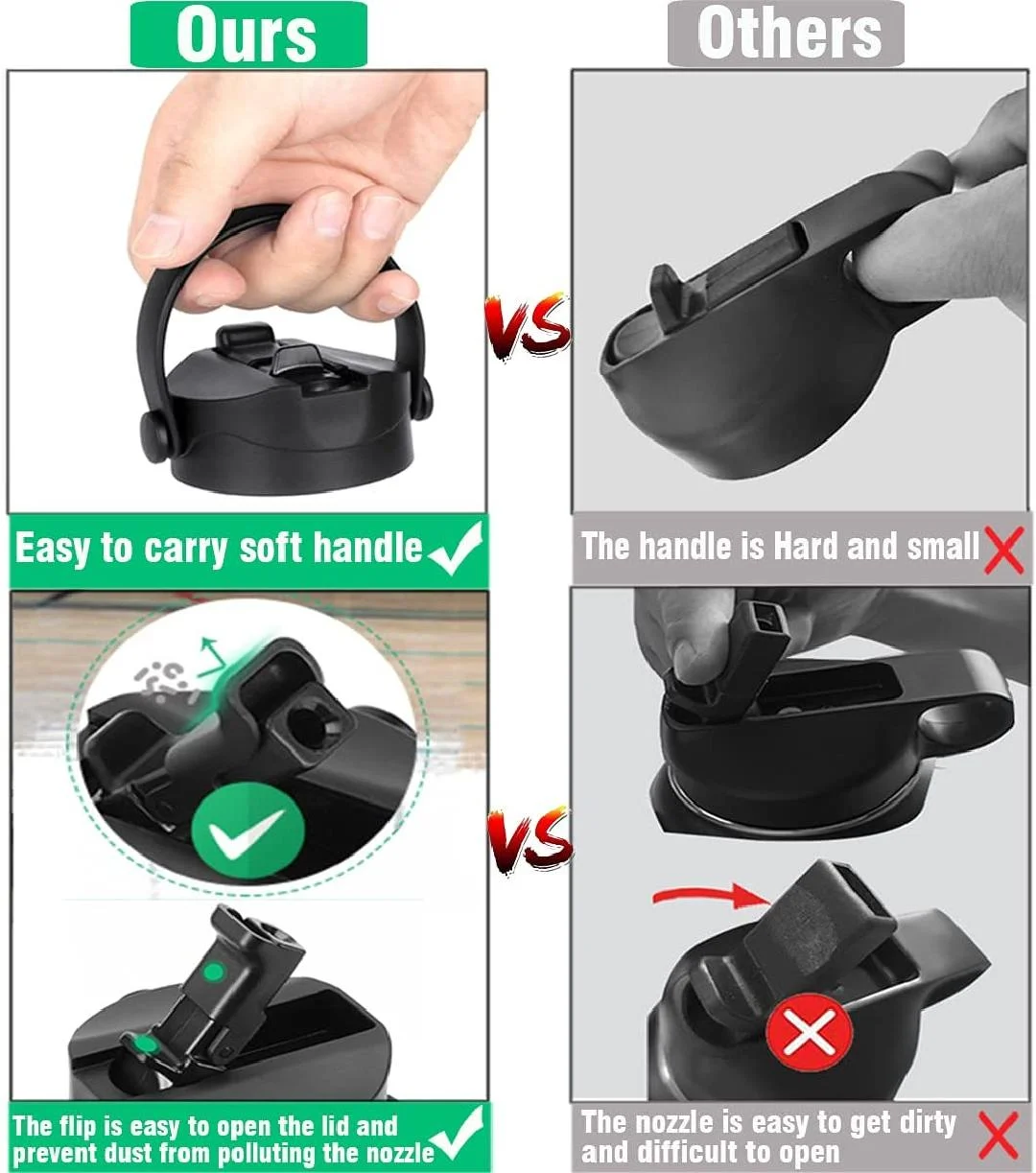 40 oz Stainless Steel Water Bottle, Insulated Double Wall Vacuum Leak Proof Water Flask, Metal Thermo Canteen Mug —Wide Mouth with 2 Straw Lids