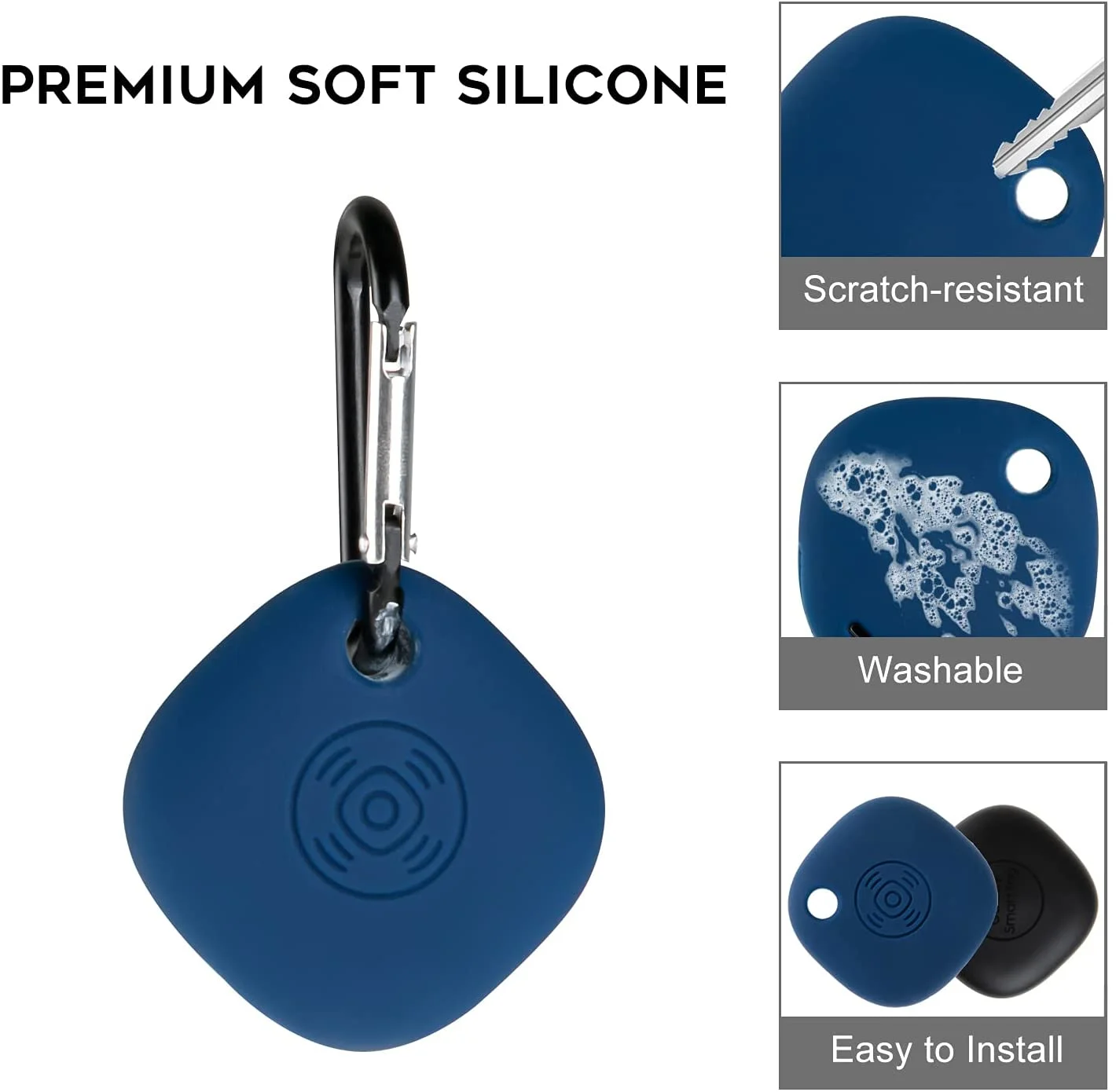 (3 Pack) Silicone Gel Rubber Case Compatible for Samsung Galaxy SmartTag, Full Body Shock Absorbing Ultra Slim