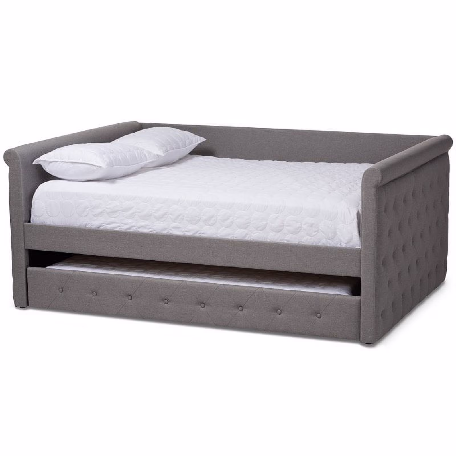 Allora Contemporary Tufted Full Daybed with Trundle in Grey