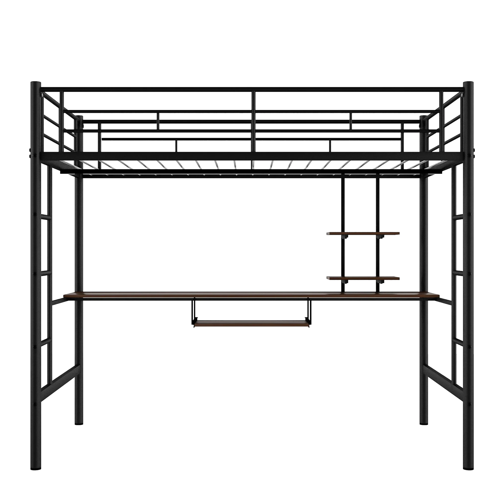 CoSoTower Loft Bed With Desk And Shelf, Space Saving Design, Full, Black