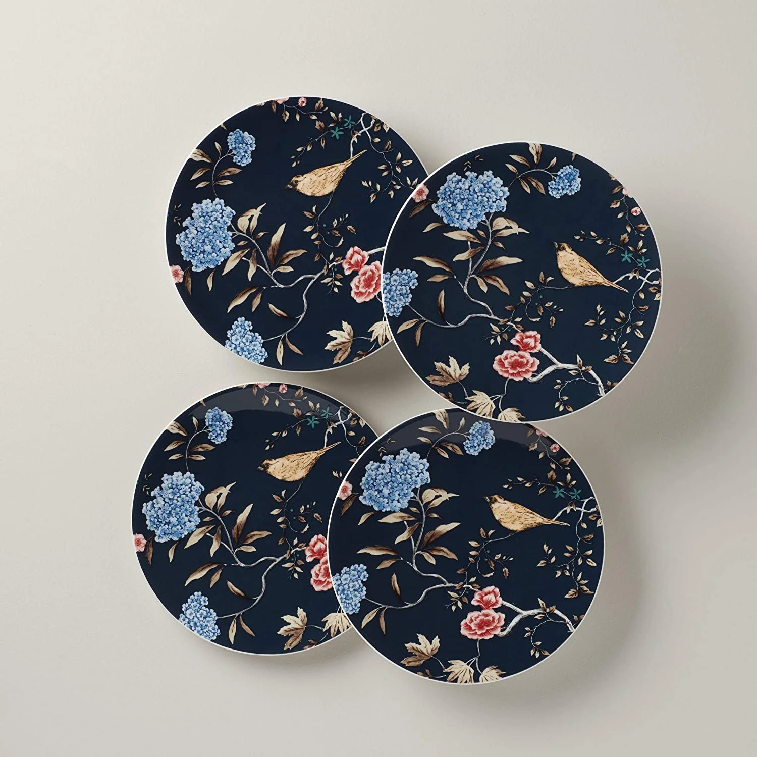 Sprig  Vine Set of Four Navy Accent Plates by Lenox