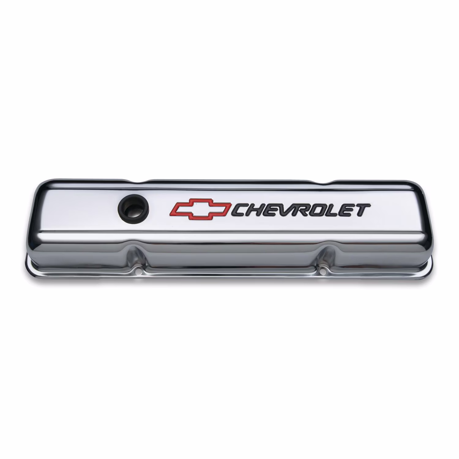 Proform 141-899 Valve Covers Short Chrome Steel Red Bowtie Black Chevrolet Logo Fits select: 1967-1986 CHEVROLET CAMARO, 1969-1986 CHEVROLET C10