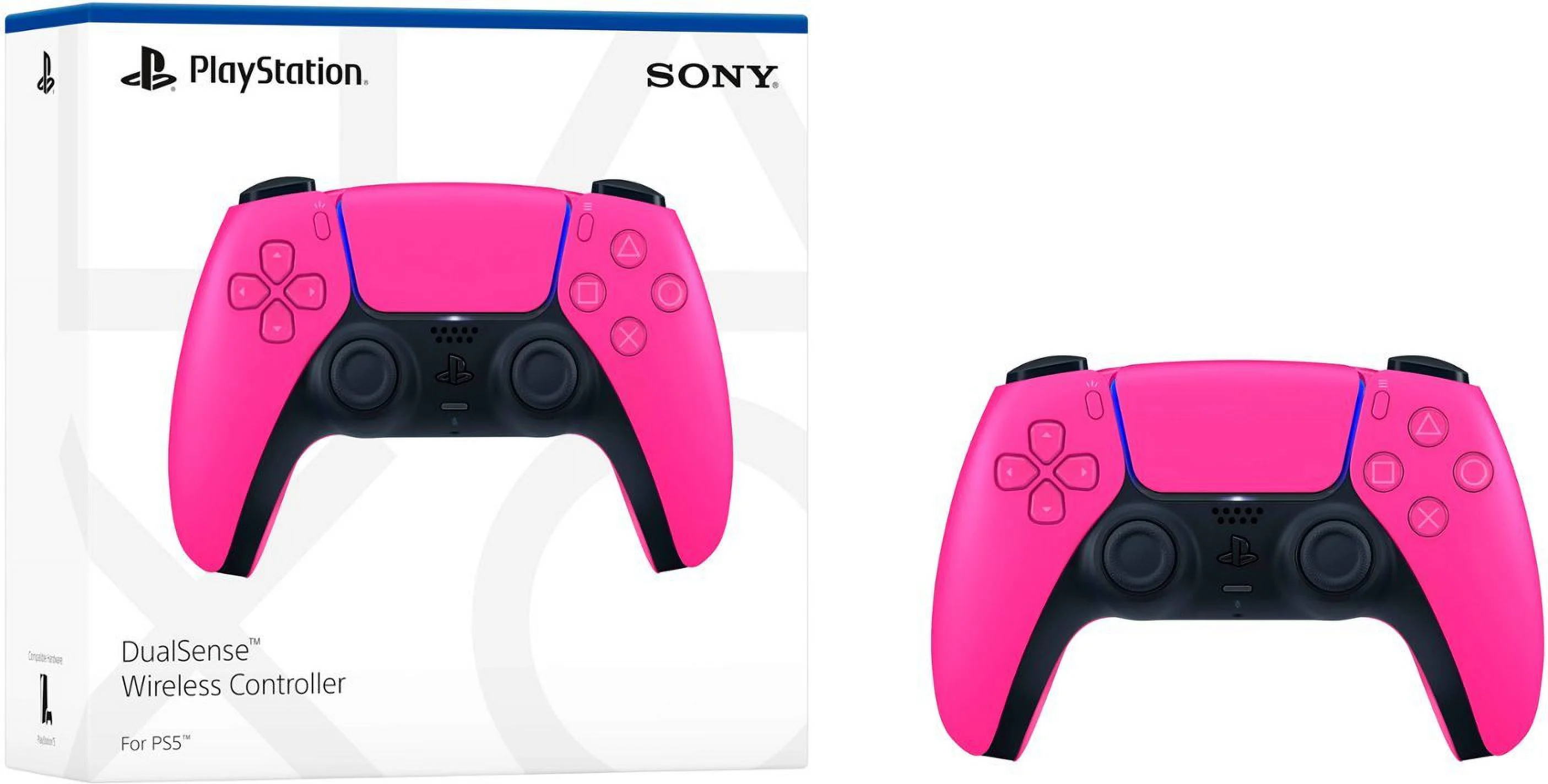 PlayStation 5, PS5 DualSense Wireless Controller - Nova Pink Bundle With 2x Controllers + 6Ave Microfiber Cleaning Cloth