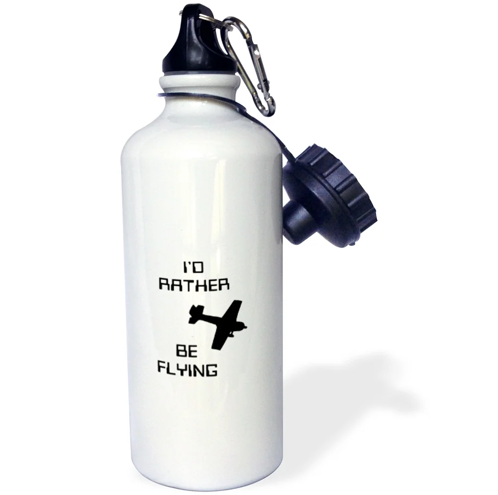 3dRose Image of I d Rather Be Flying With Plane Silhouette - Straw Water Bottle, 21-ounce