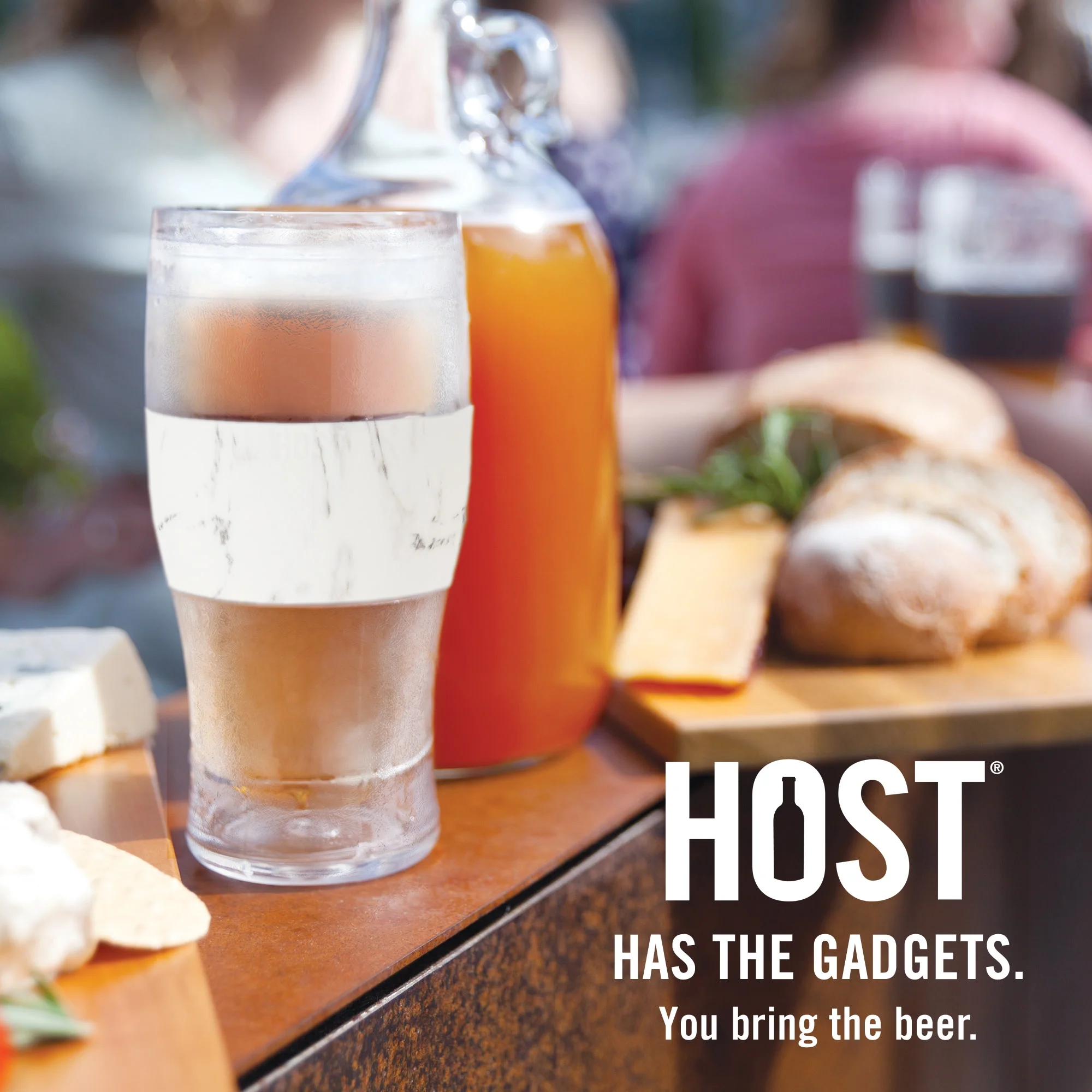 Host Freeze Beer Glasses - Double Walled Insulated Plastic Pint Glasses, Marble