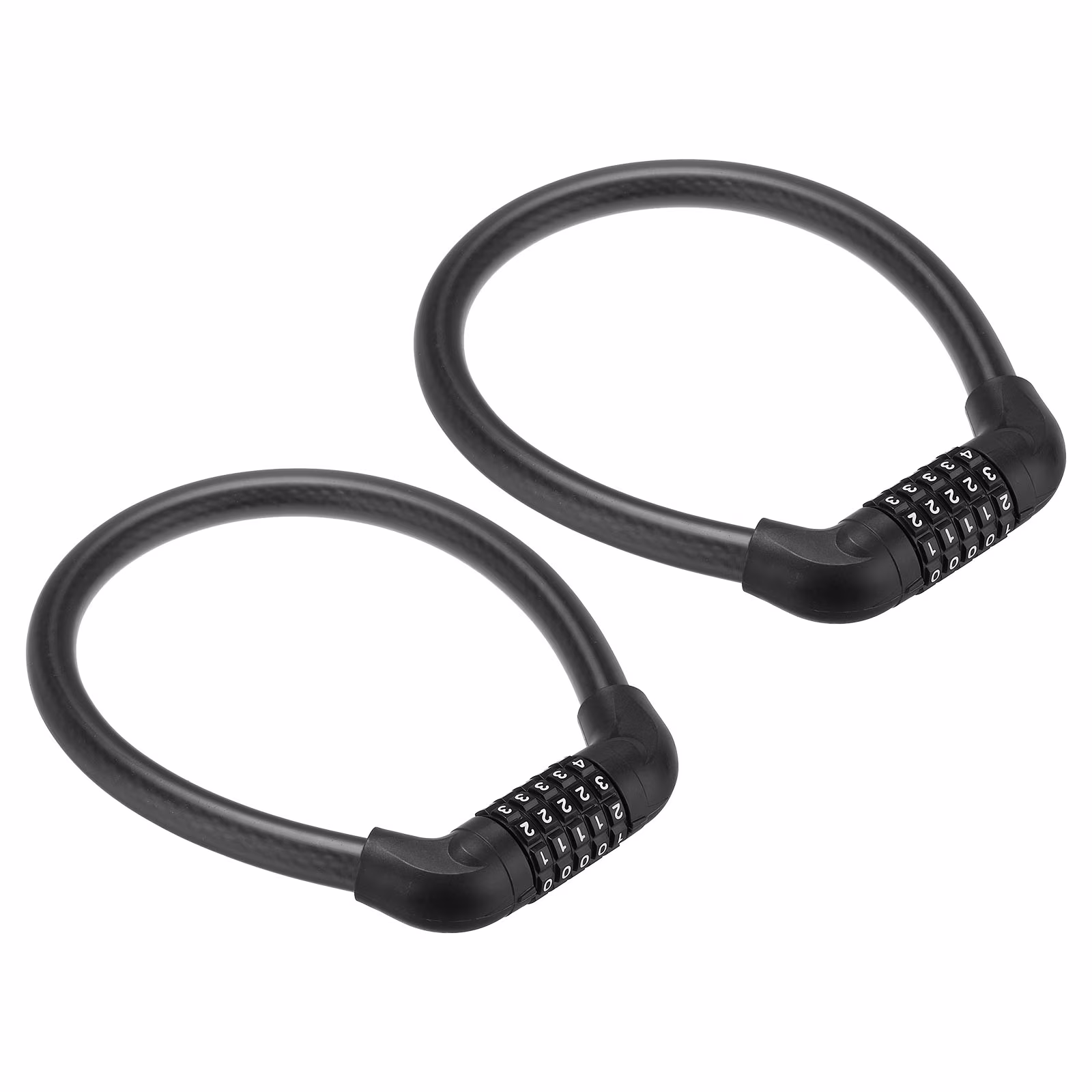 Uxcell 1.87 Feet Combination Bicycle Lock, 2 Pack 5 Digit Extended Portable Steel Cable Resettable Code Lock, Black