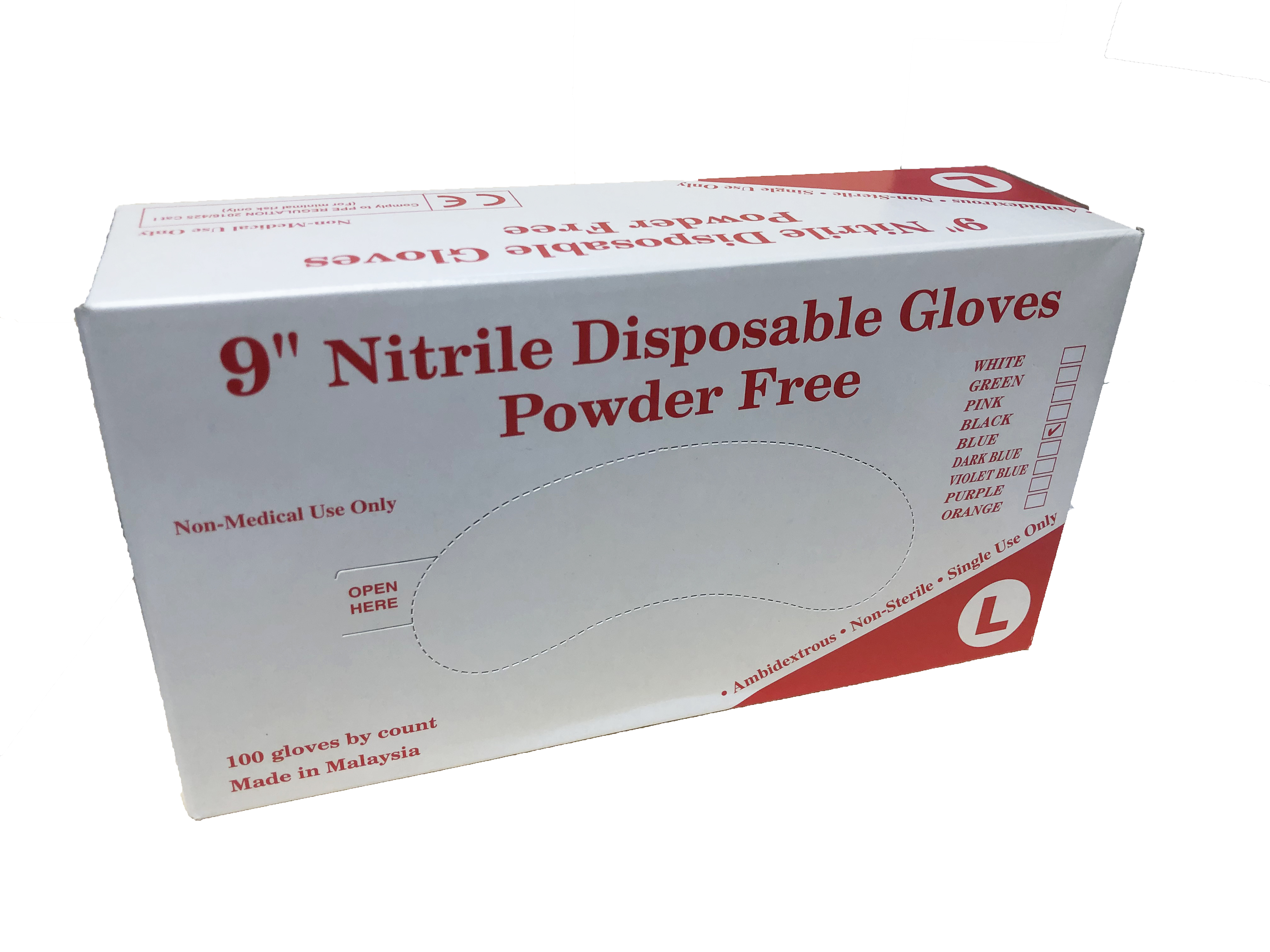 Blue Nitrile Powder Free Disposable Gloves, 9