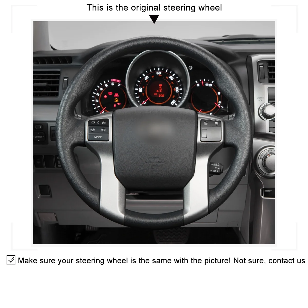 MEWANT Hand Stitch Leather Car Steering Wheel Cover for Toyota Tacoma 2011-2020 / Land Cruiser 2010-2015 / Tundra 2013-2020 / Sequoia 2014-2020