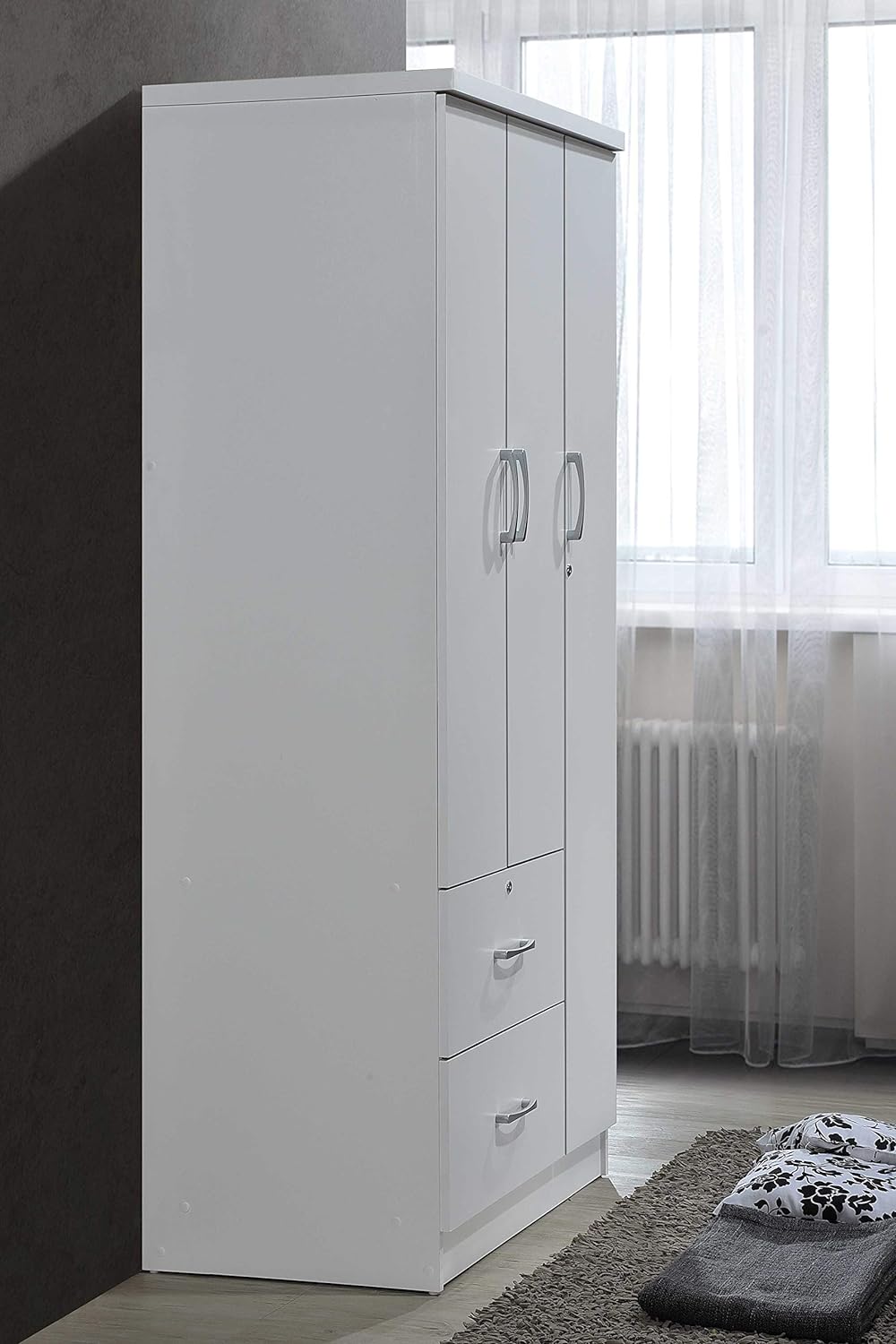 2-Drawers, 3-Shelves In White Bedroom Armoires, 21