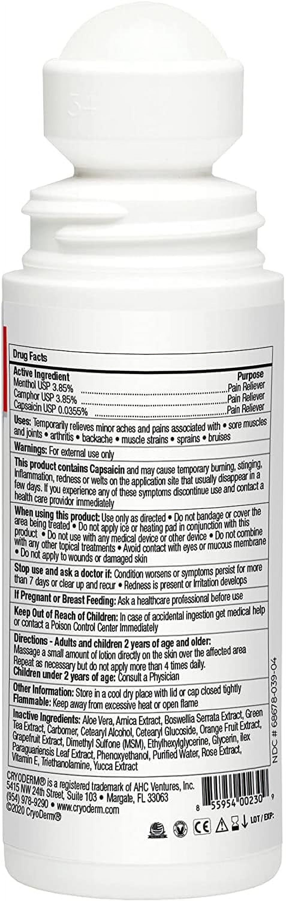 CryoDerm Heat Lotion 3 oz Roll On (2 Pack)