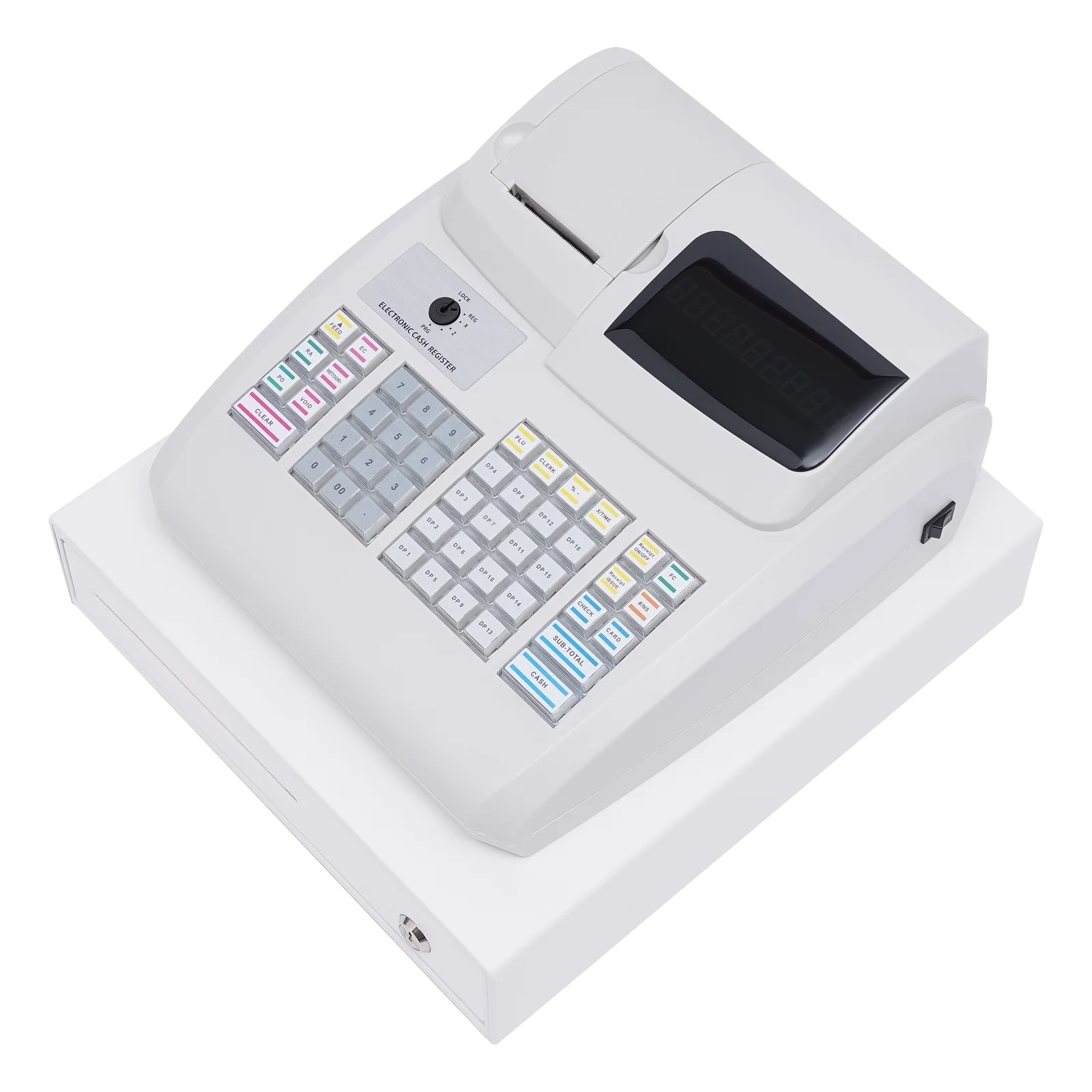 Aiqidi Electronic Cash Register, 47 Keys Digital LED Display Casher POS Cash Management System RS232 PS2 Interface with Drawer Box