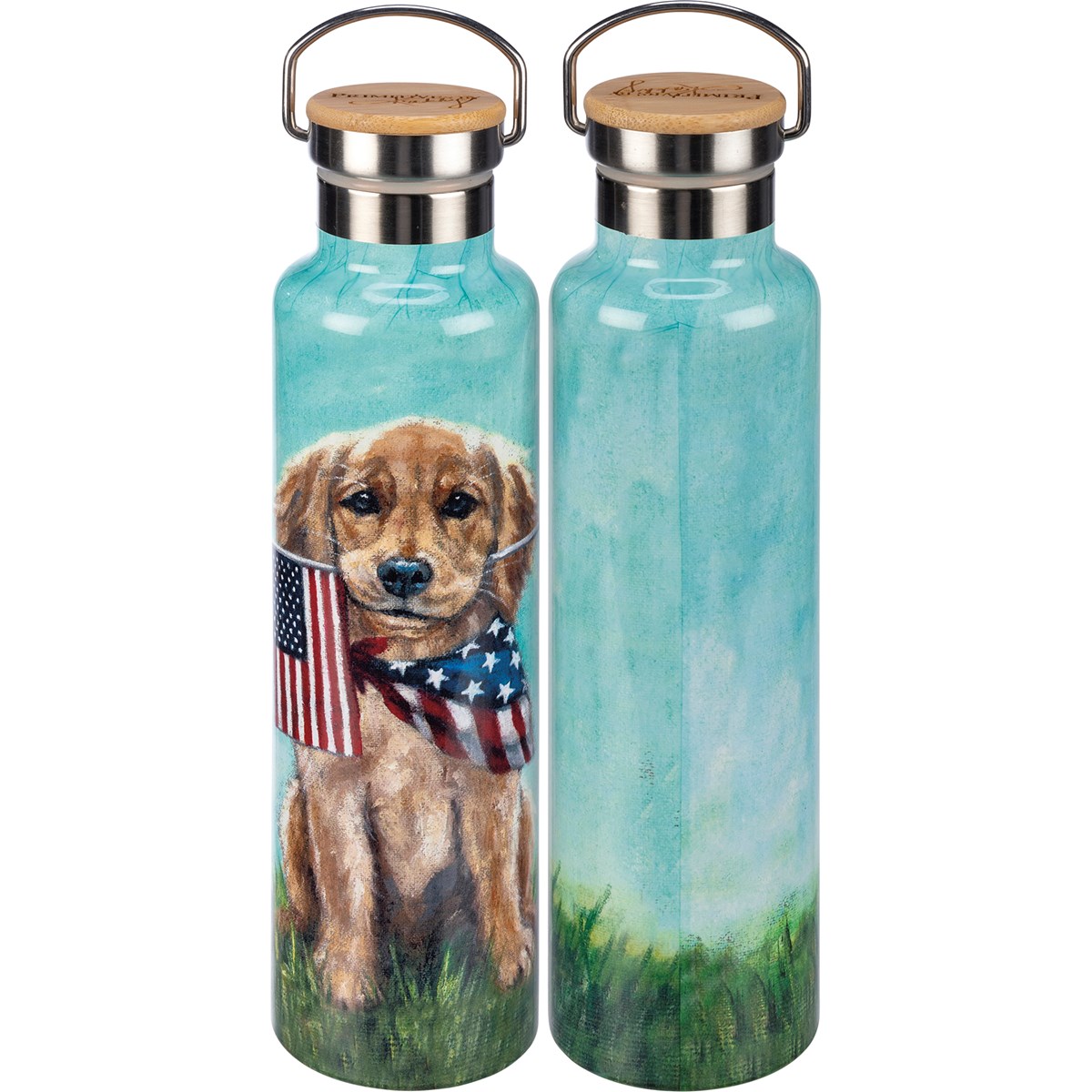 Insulated Bottle - Puppy Flags