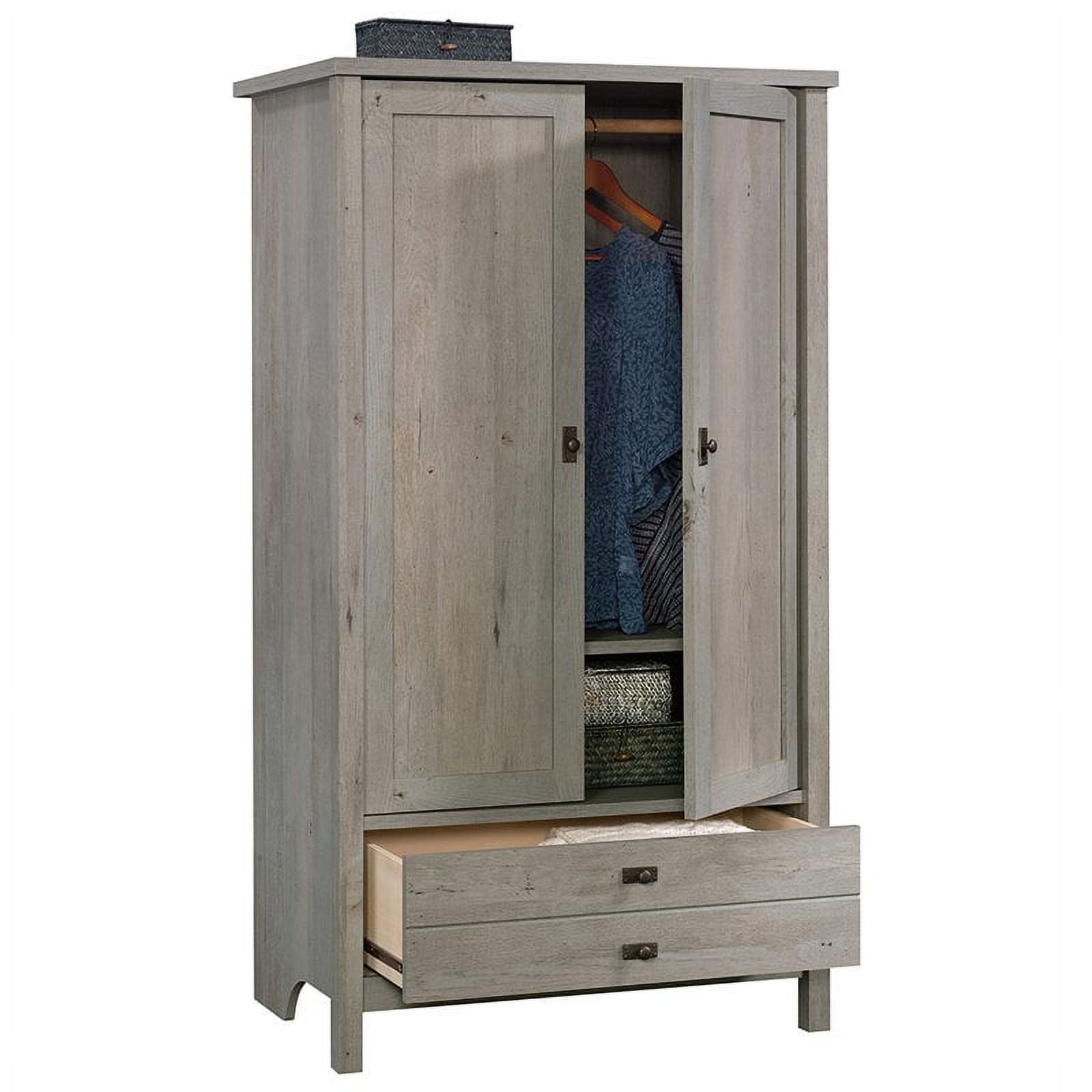 Pemberly Row 1-Drawer and 1-Shelf Engineered Wood Armoire in Oak