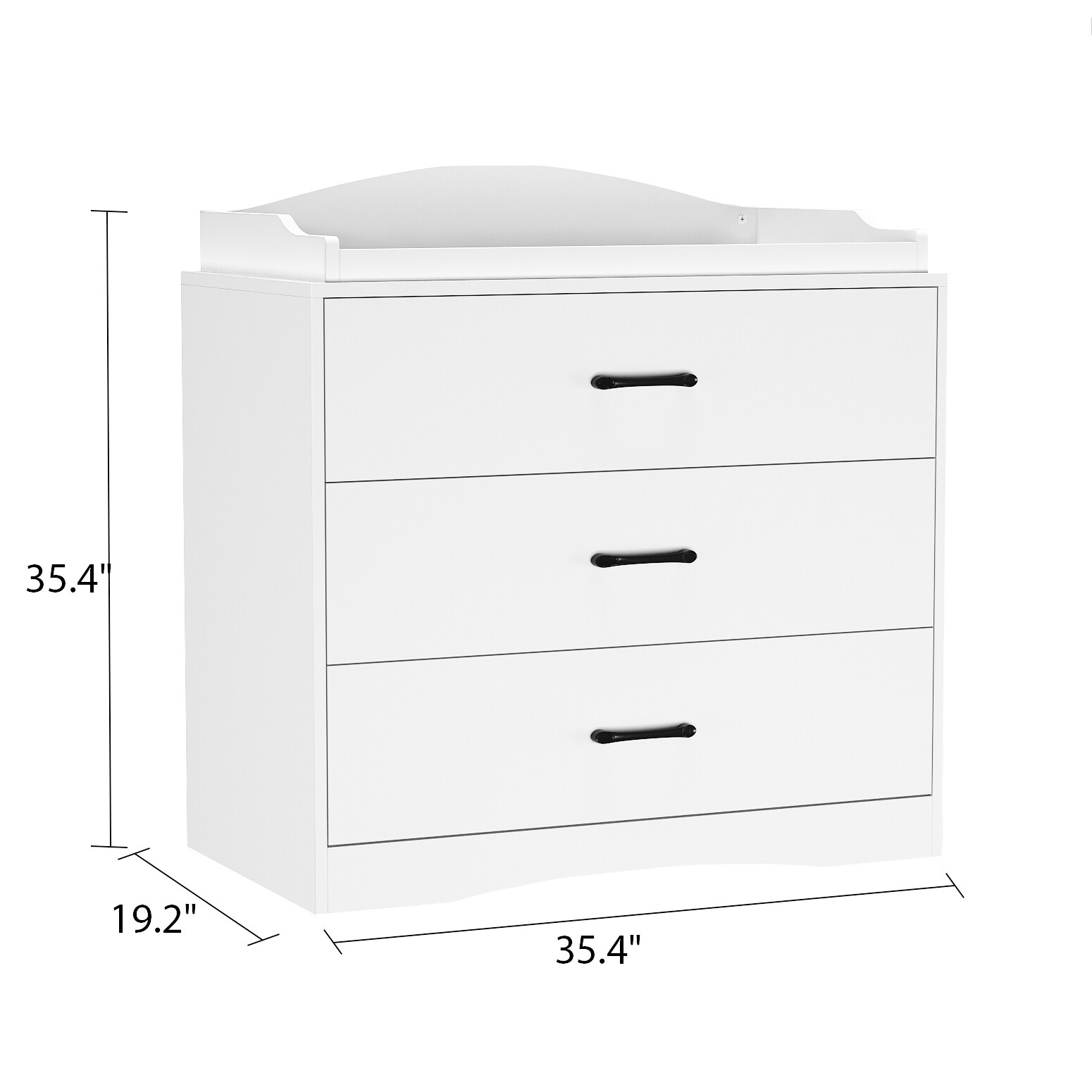 Timechee Changing Table in White with 3-Drawer Dresser