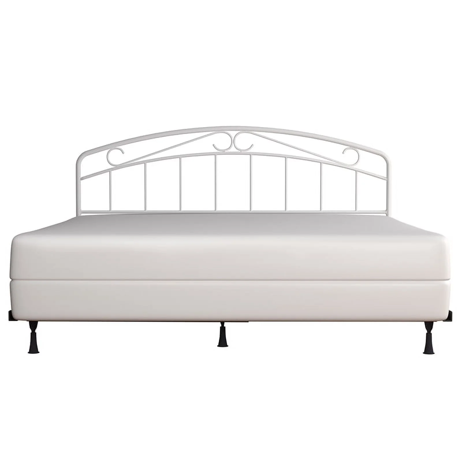 Hillsdale Furniture Jolie Arched Scroll Metal King Headboard in Textured White with Black Metal Bed Frame