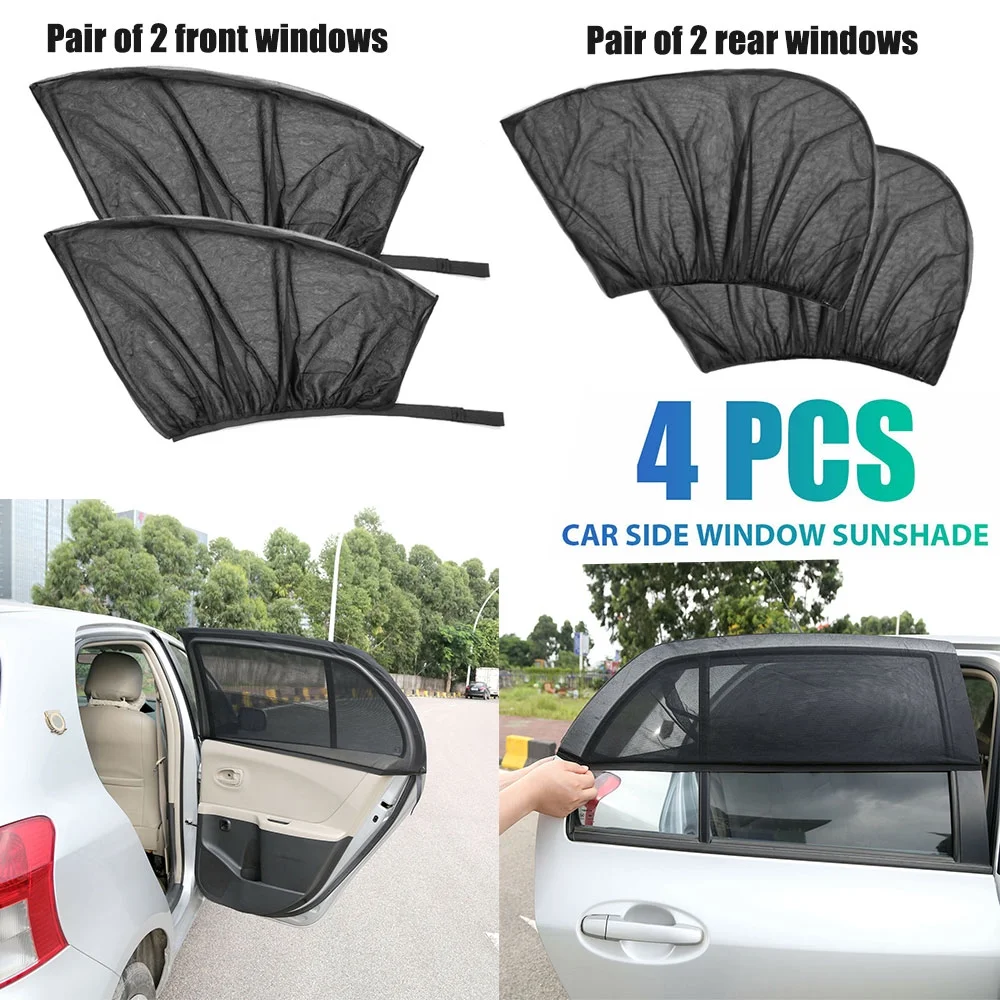 Universal Car Side Window Sun Shade, Rear and Front Car Windows Sunshades Curtain, UV Protection Privacy Windshield Mesh