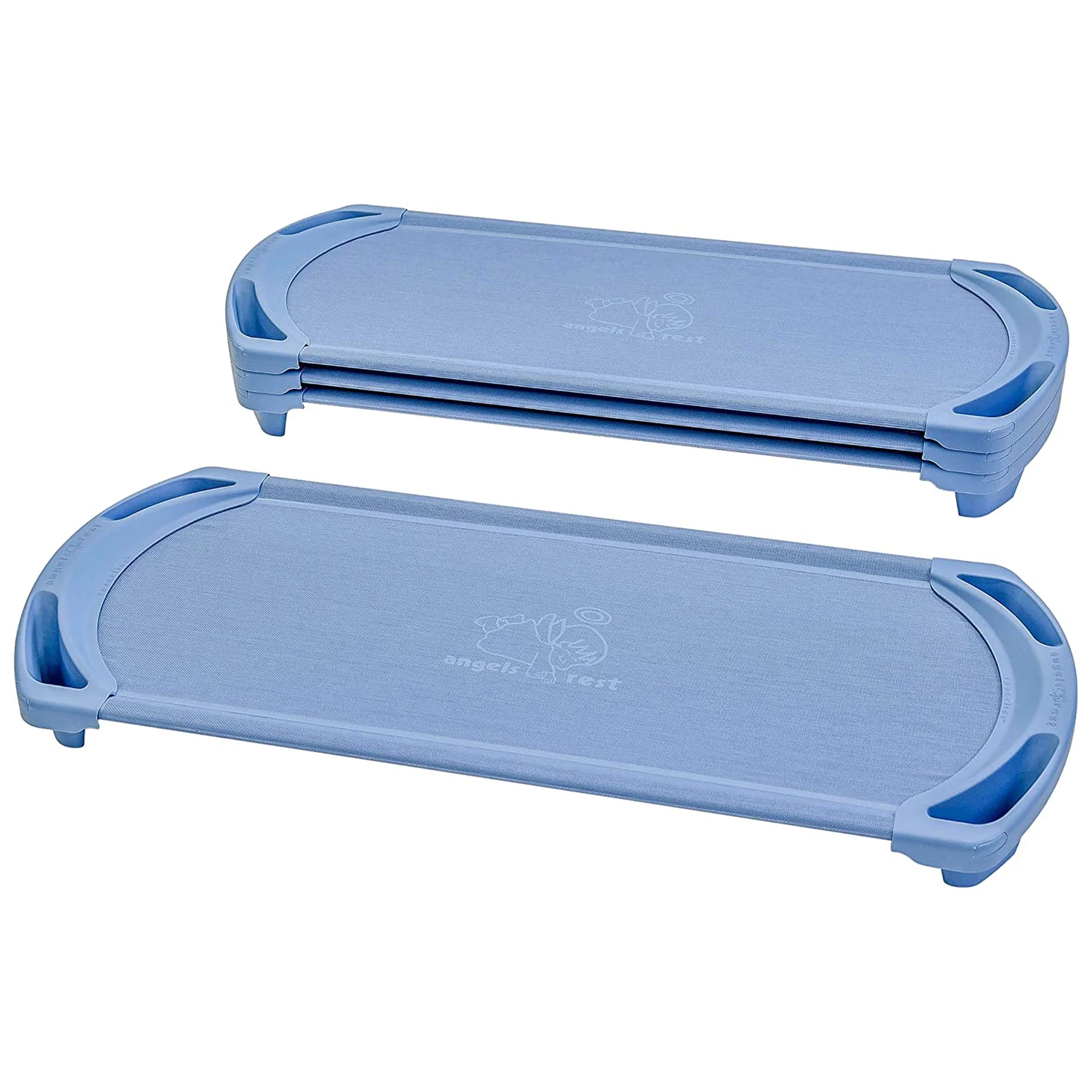 Angeles SpaceLine Toddler Nap Cots For Kids, Wedgewood Blue (4 Pack)