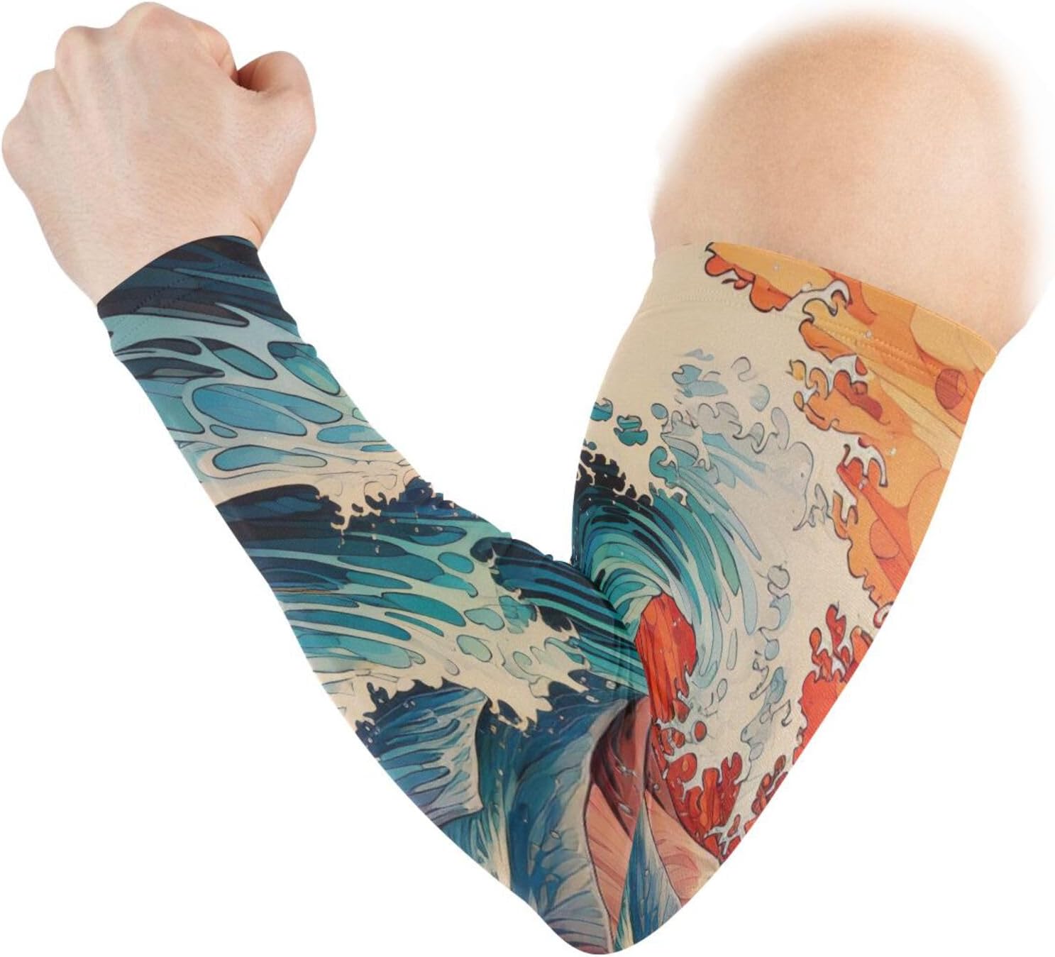 Wellsay Wave View Arm Sleeves for Men and Women Compression Arm Sleeves for UV Sun Protection & Tattoo Cover Up, Great for Sports