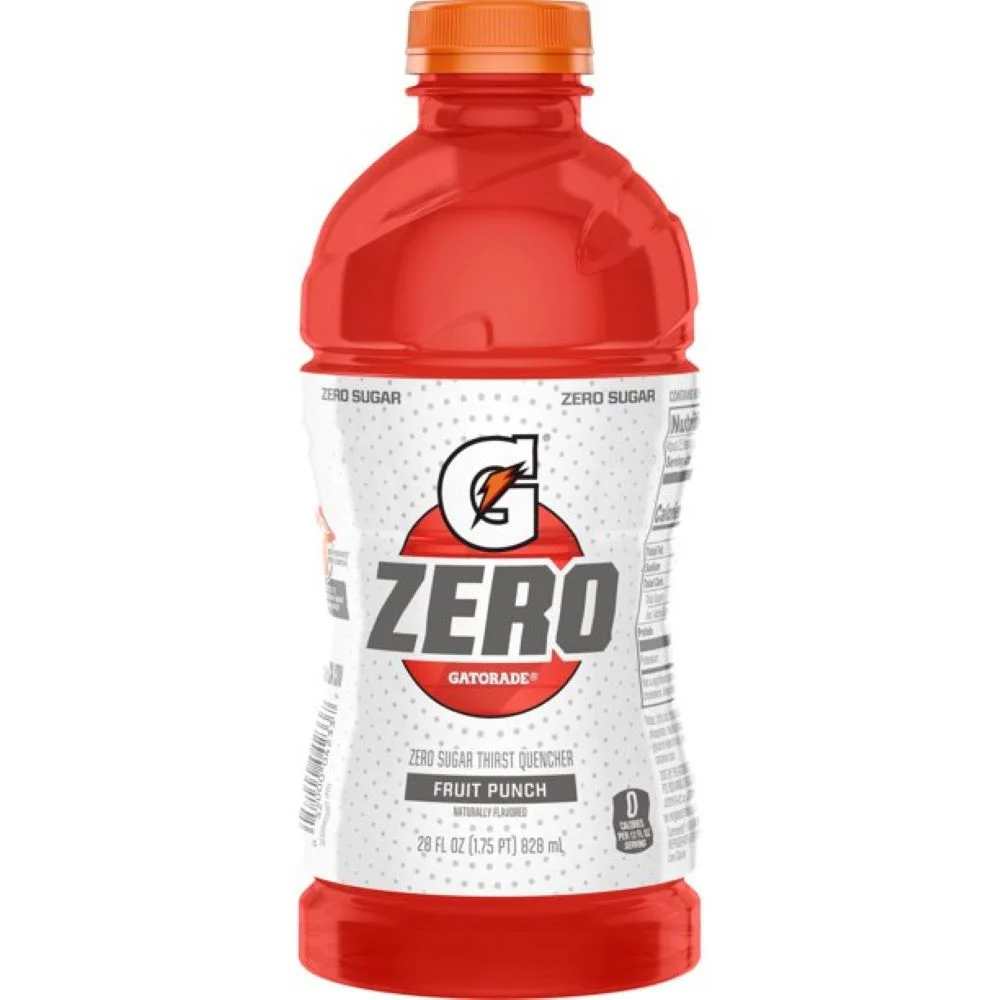 Gatorade Zero Fruit Punch Sport Drink, 28 oz Plastic Bottle, Quantity of 15