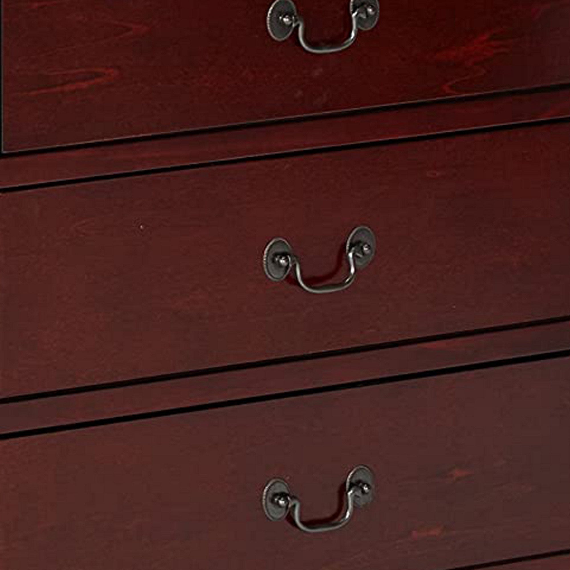 Benzara Traditional Style Wooden Dresser with Six Drawers, Cherry Brown