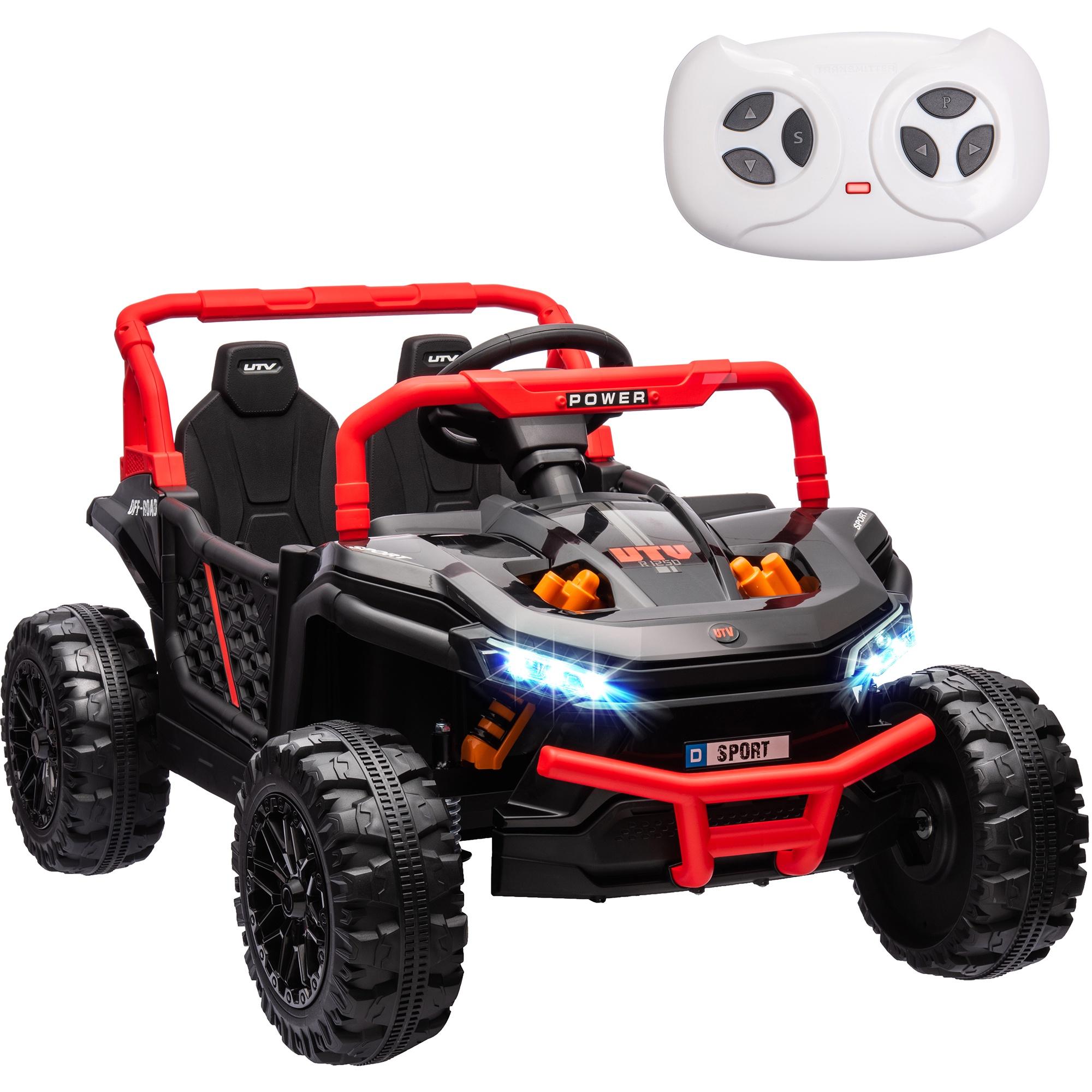 12V Ride on UTV Cars for Kids, Battery Powered Ride on Toys with Remote Control, Bluetooth, MP3 Player, LED Headlights, Safety Belt, 4 Wheeler Suspension, Electric Car for Kids 3-6 Boys Girls, Black
