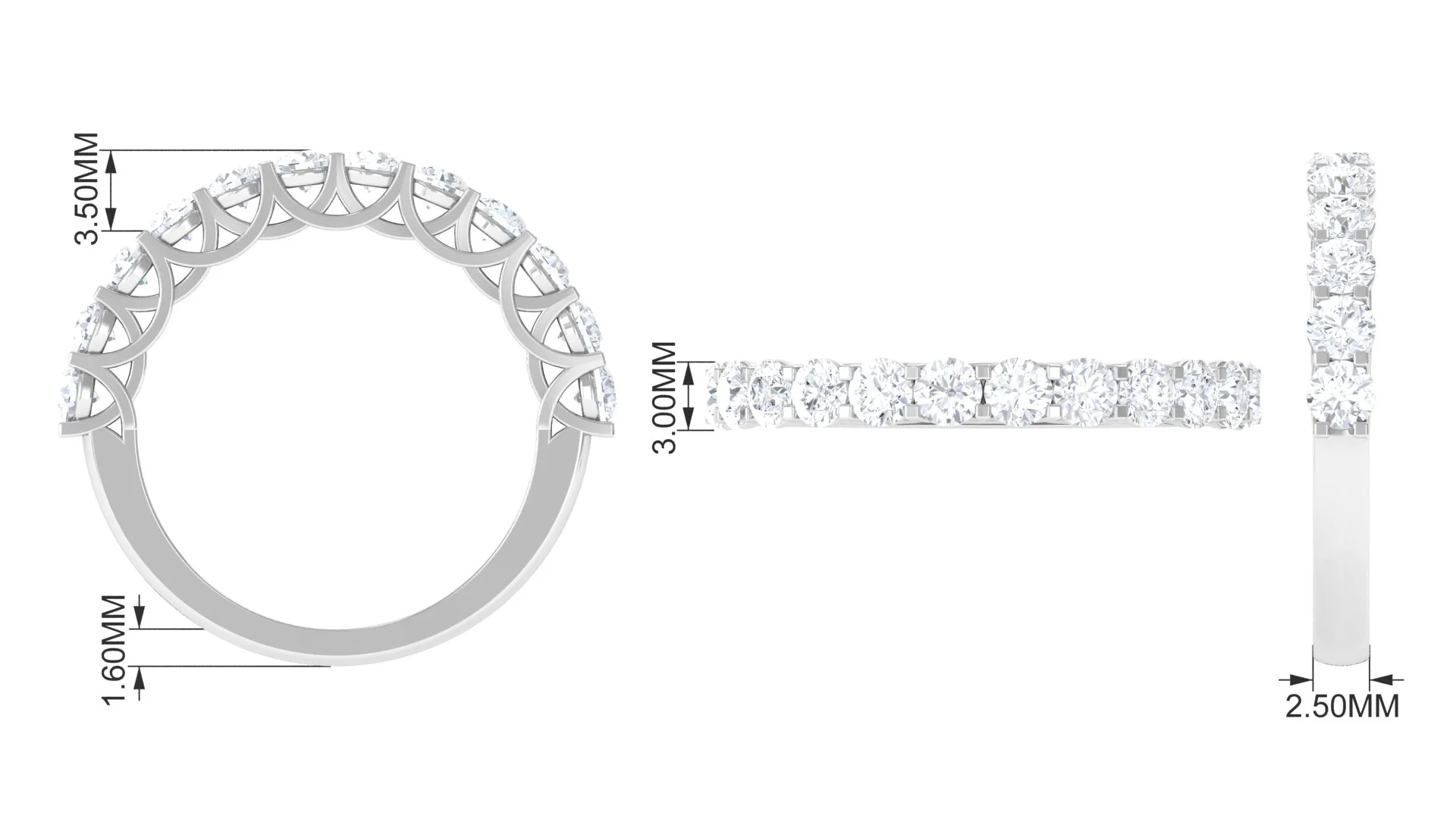 1/2 CT Garnet Half Eternity Stackable Band Ring in Trellis Set, 925 Sterling Silver, US 4.00