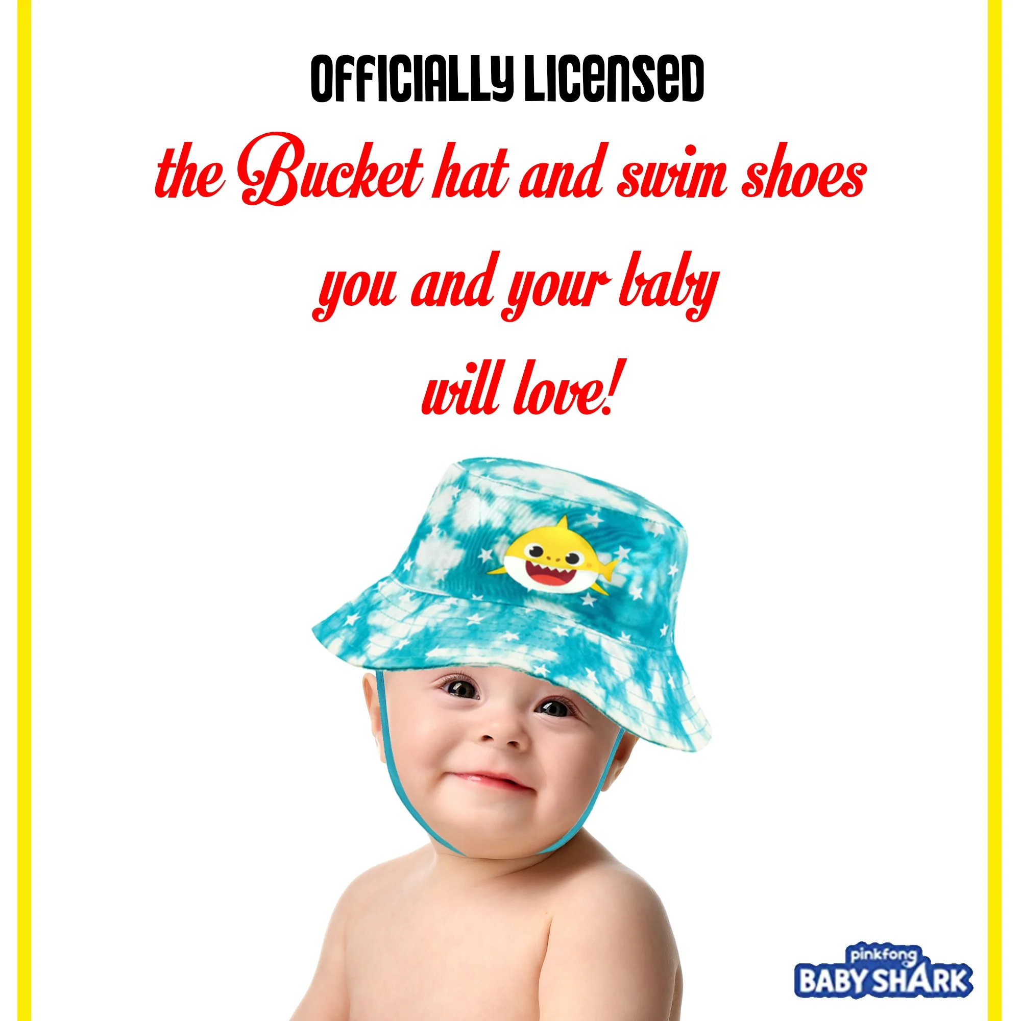 Nickelodeon Baby Shark Bucket Hat and Swim Booties Set, Sun Protection UPF 50+ - Age 0-12 Months